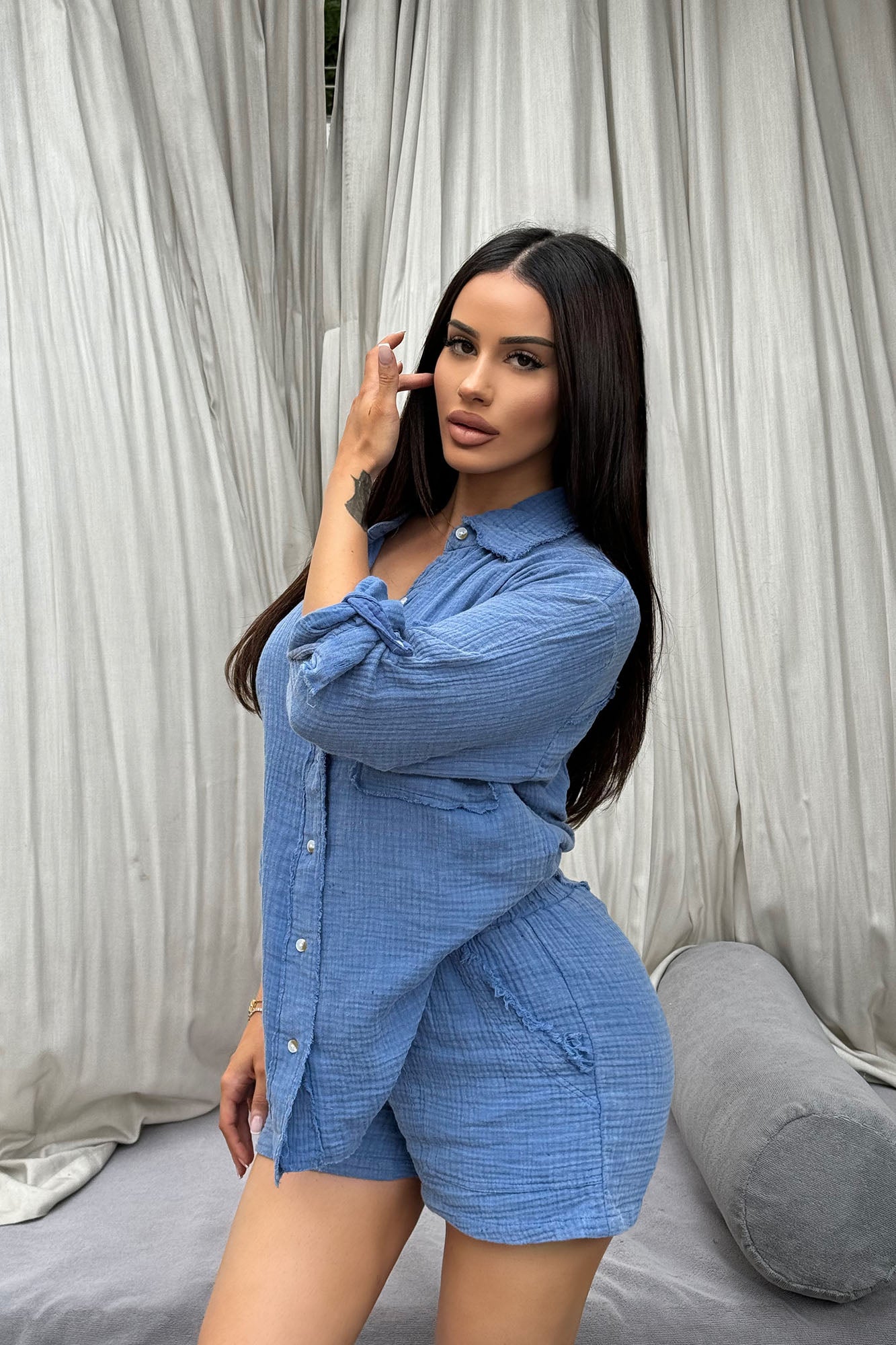 Unforgettable Washed Short Set - Royal