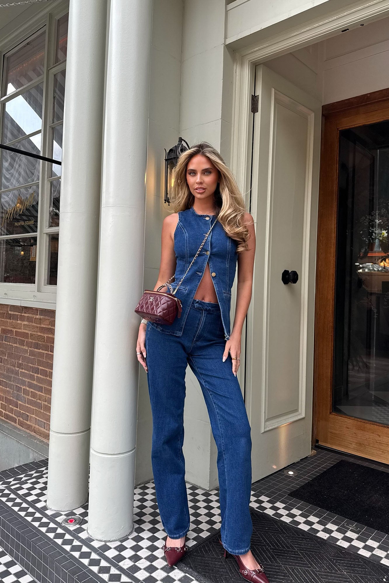 Caught In A Moment Denim Vest Pant Set - Dark Wash