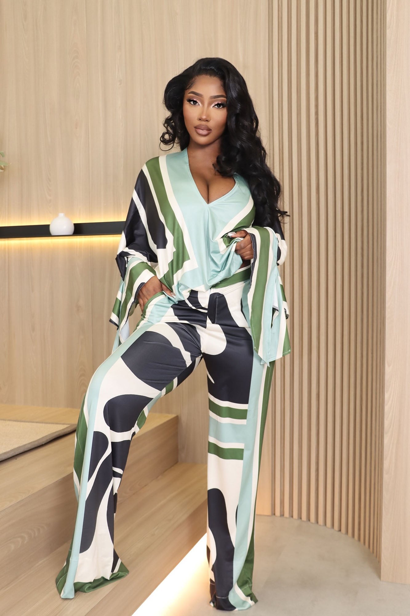 Missed You Pant Set - Sage/combo