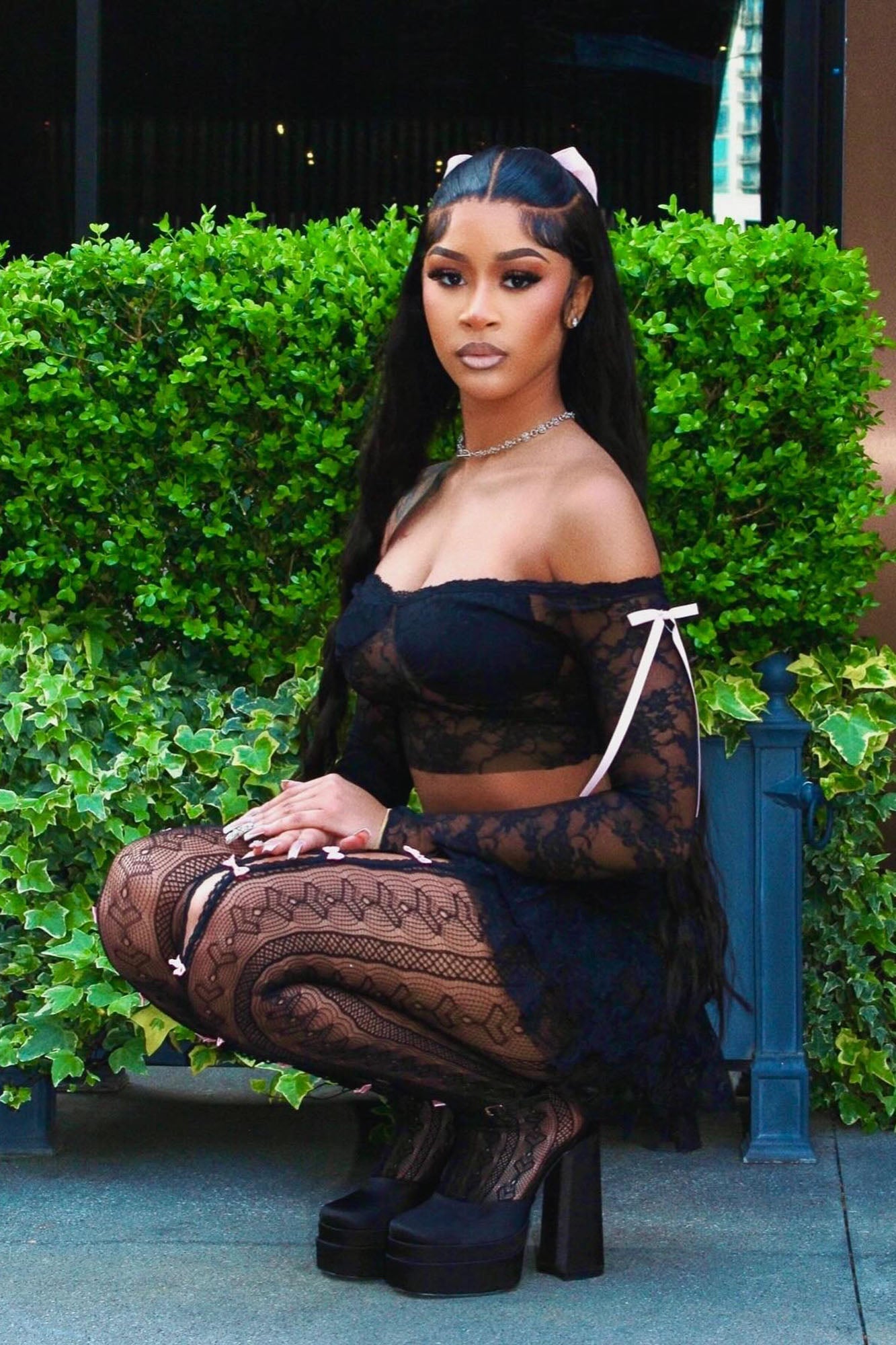 Adryana Ruffled Lace Skirt Set - Black