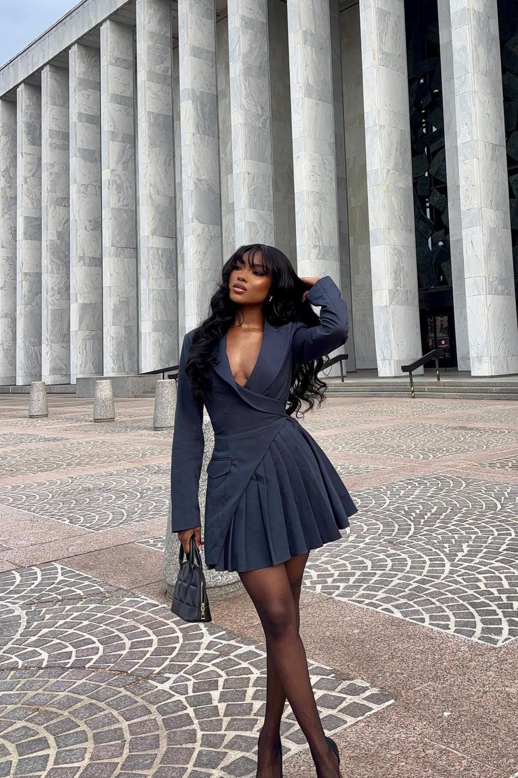 Delani Mini Blazer Dress - Charcoal