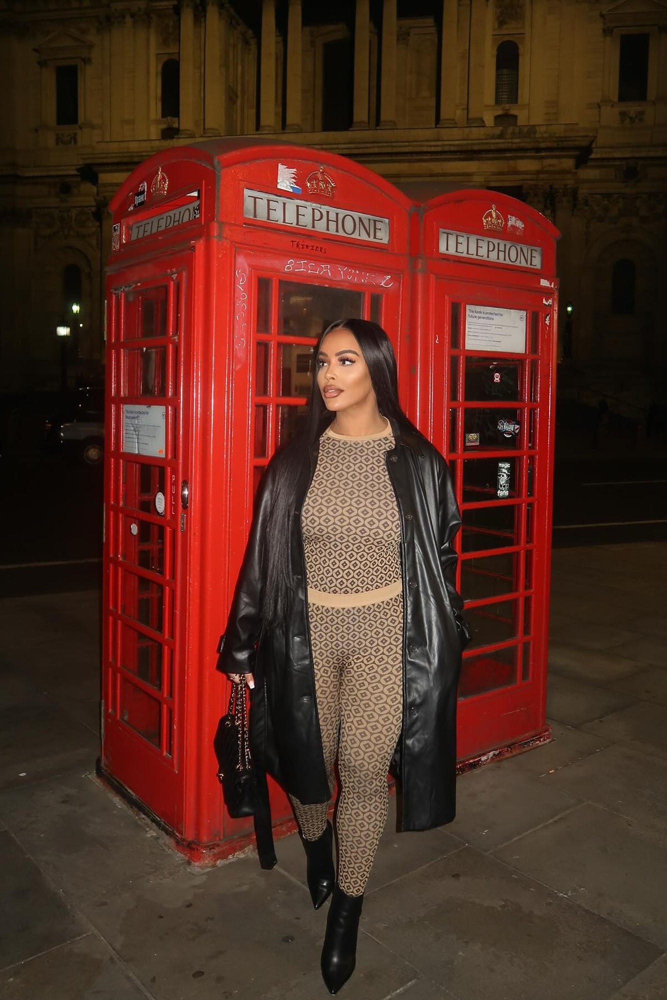 Bree Faux Leather Trench Coat - Black