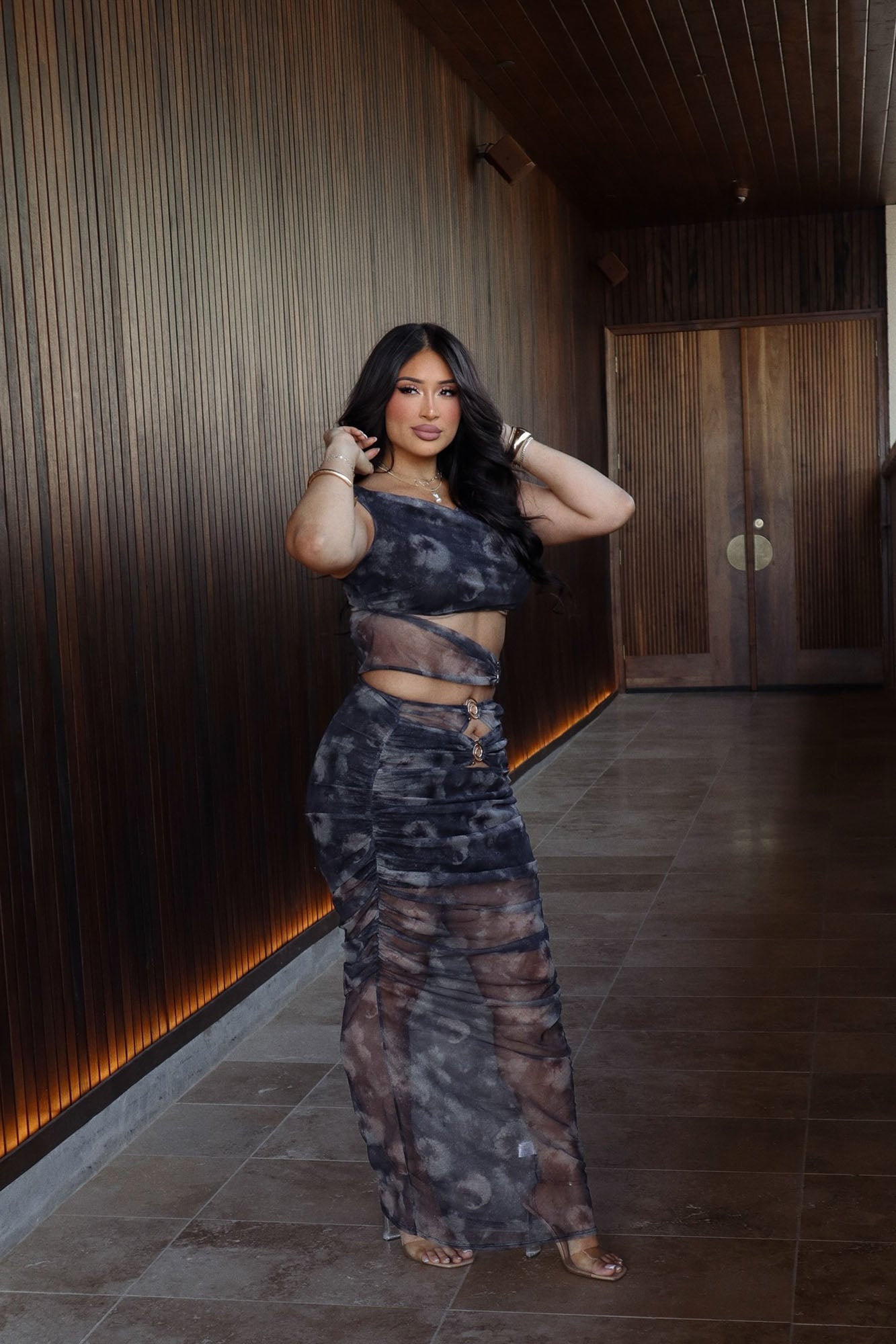 Midnight Dusk Skirt Set - Grey/combo