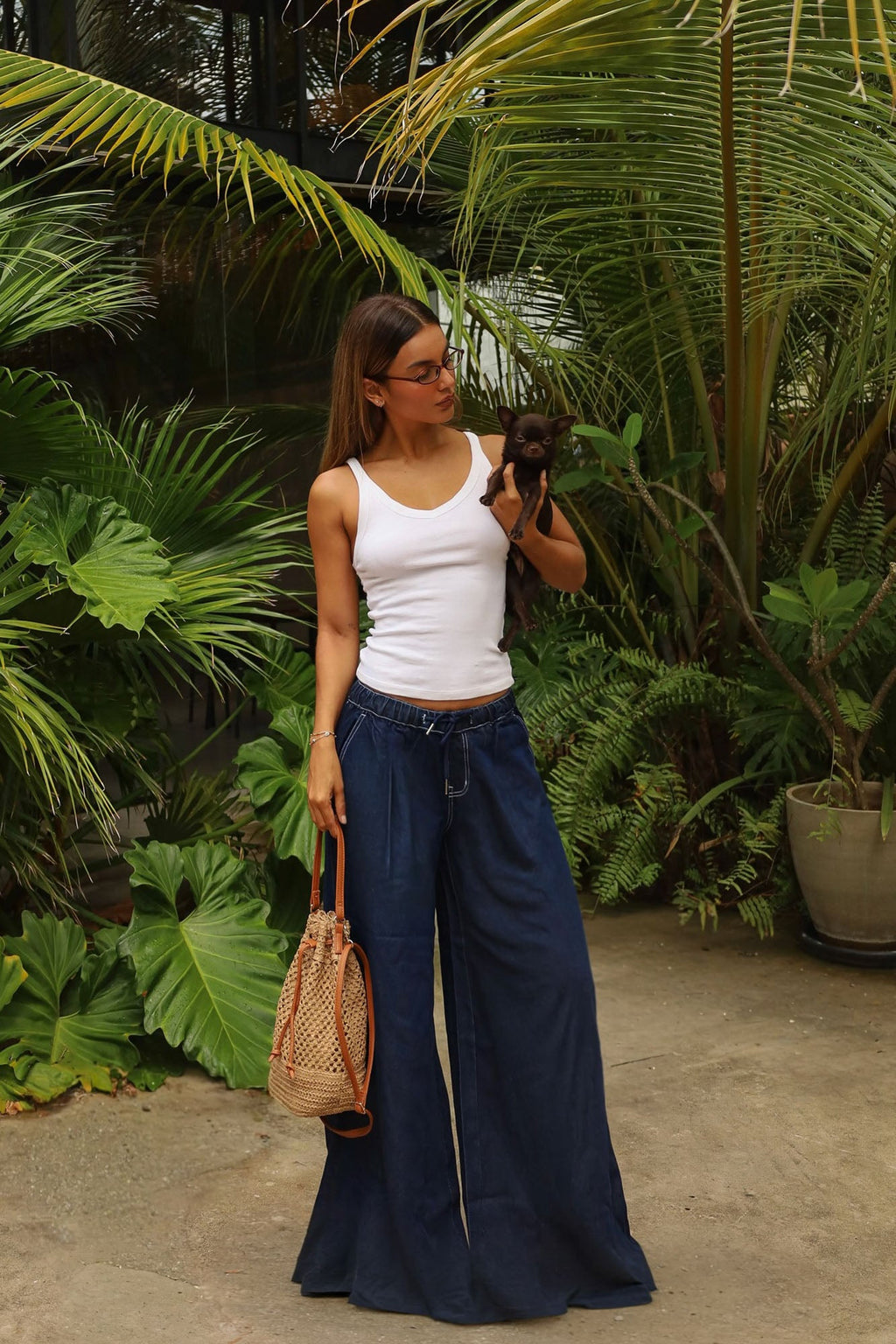 Northport Drapey Wide Leg Jeans - Dark Denim