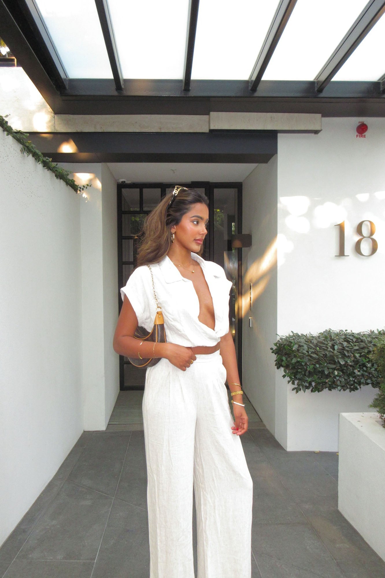 Andrea Linen Pant Set - Oatmeal