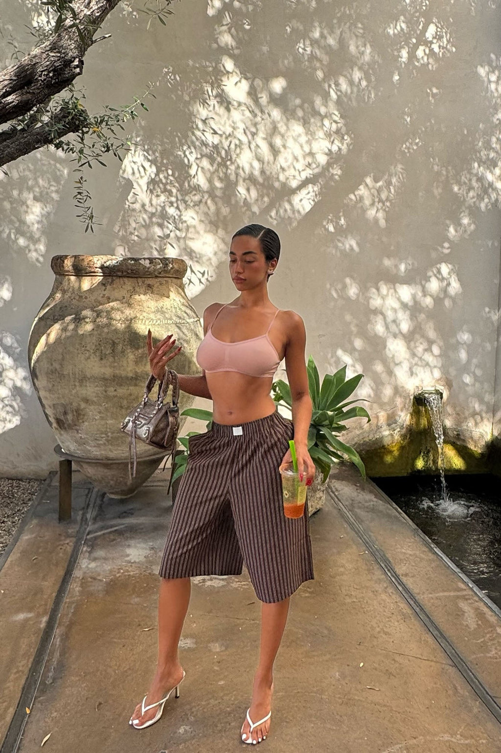 Aurora Striped Boxer Short - Chocolate