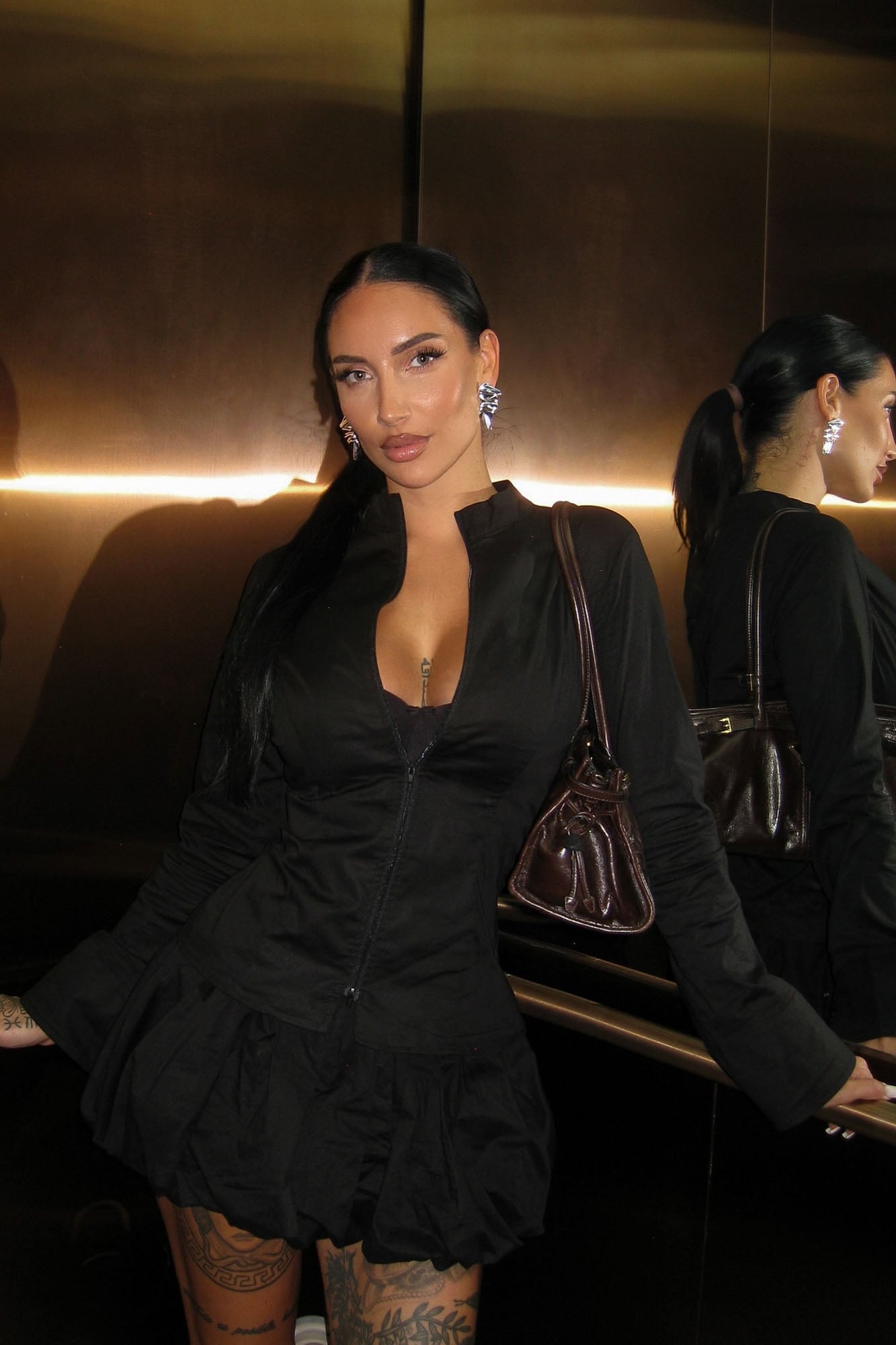 Kara Bubble Mini Skirt Set - Black