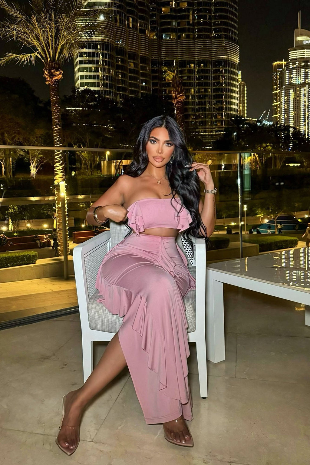 Love Affair Ruffle Skirt Set - Mauve