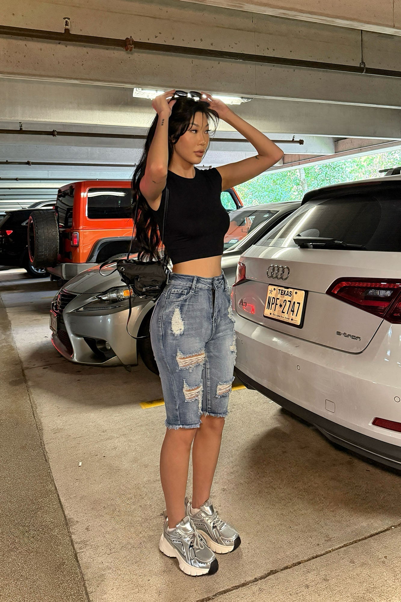 Hot Shot Stretch Denim Bermuda Shorts - Medium Wash