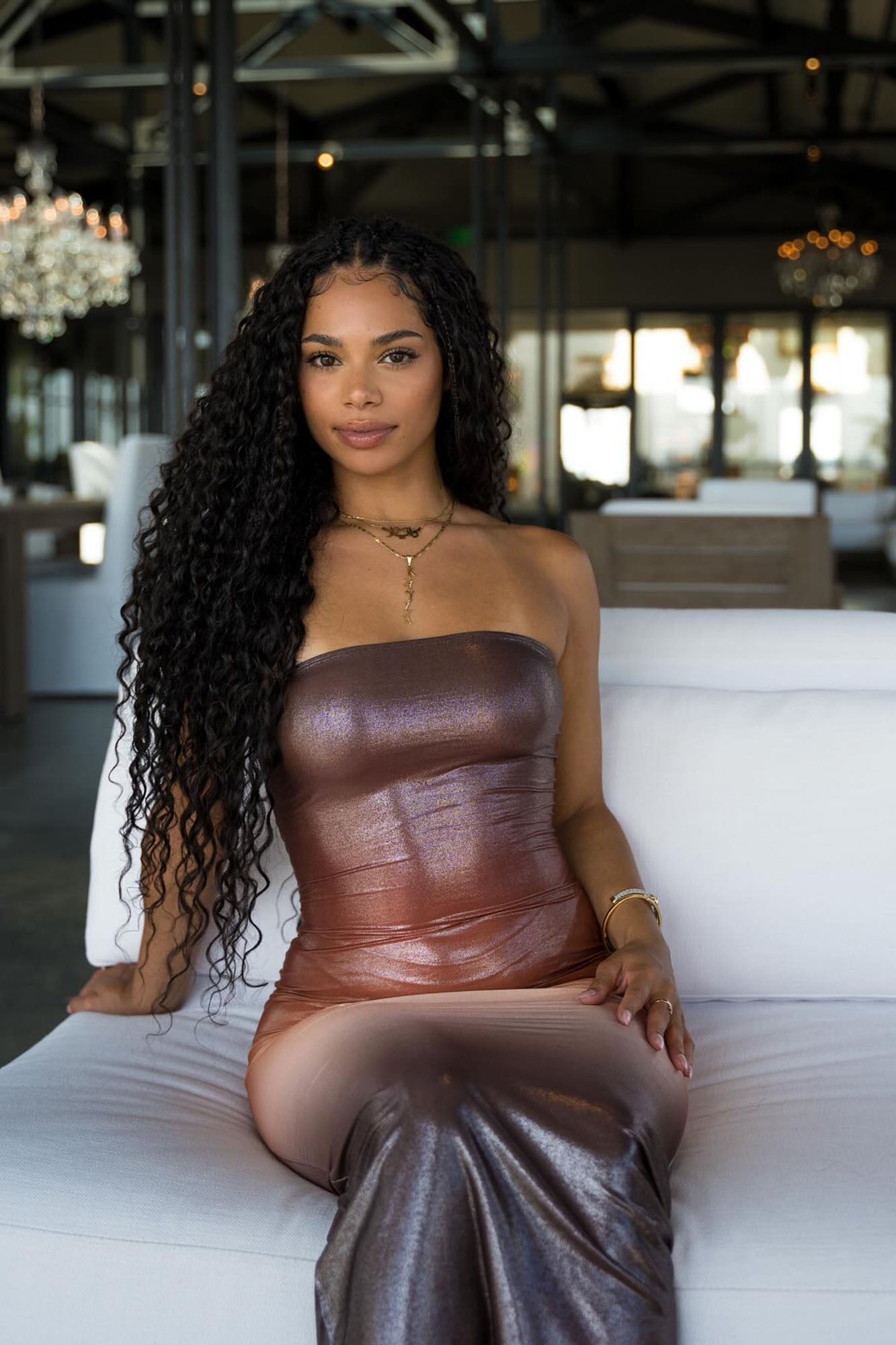 Brighter You Metallic Maxi Dress - Brown/combo