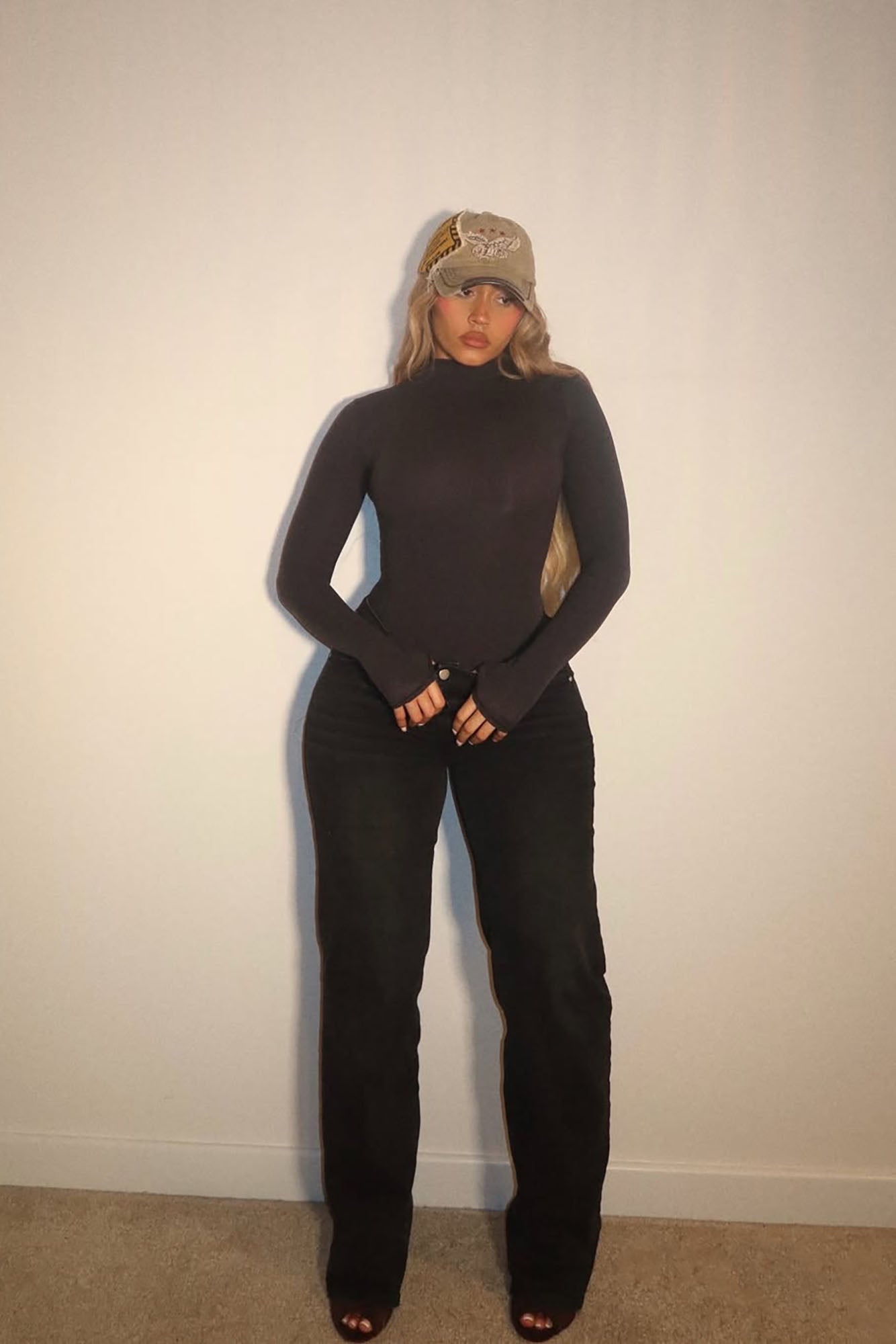 Vita Low Waist Stretch Baggy Jeans - Black Wash