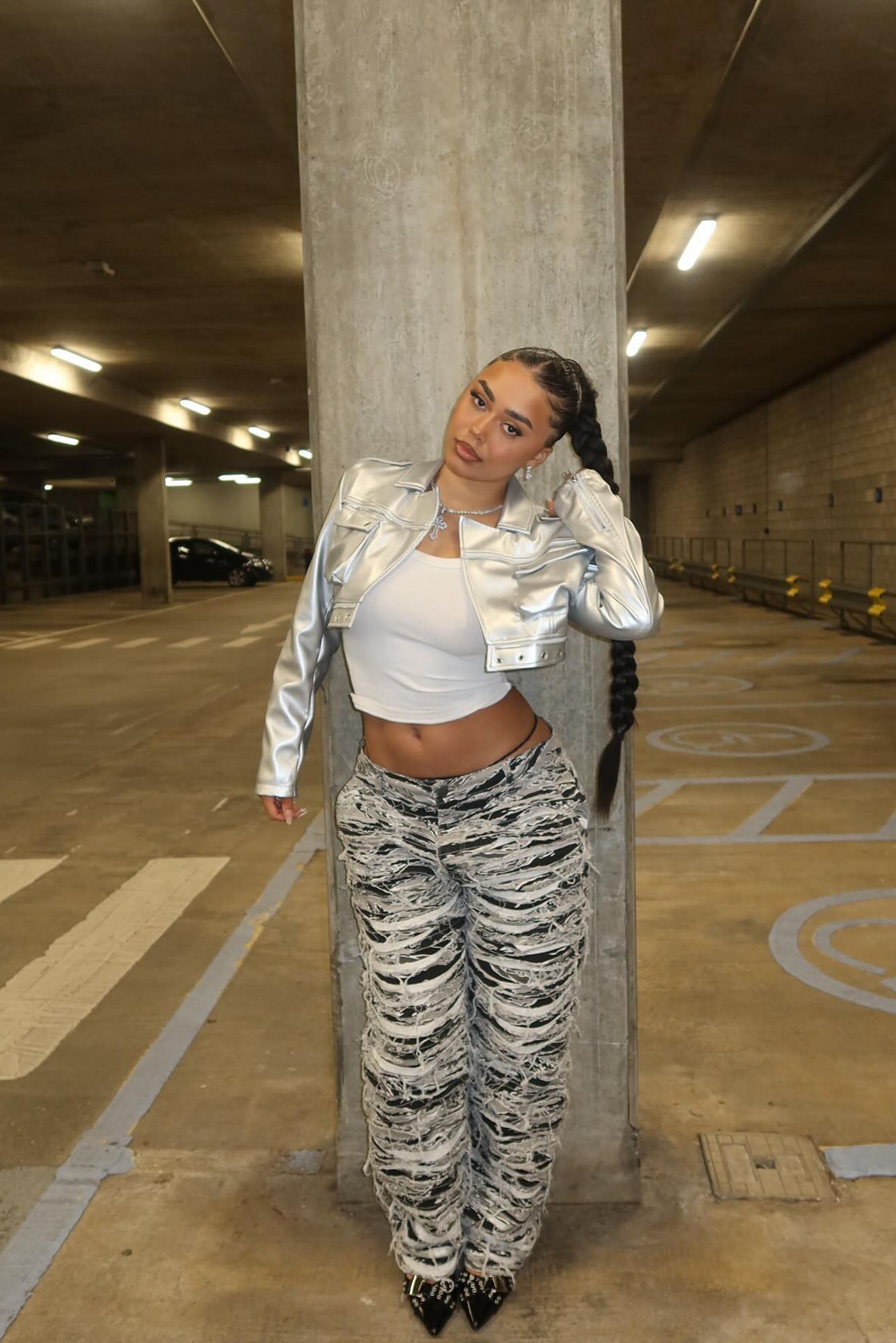 Oh So Shredded Stretch Straight Leg Jeans - Grey/combo