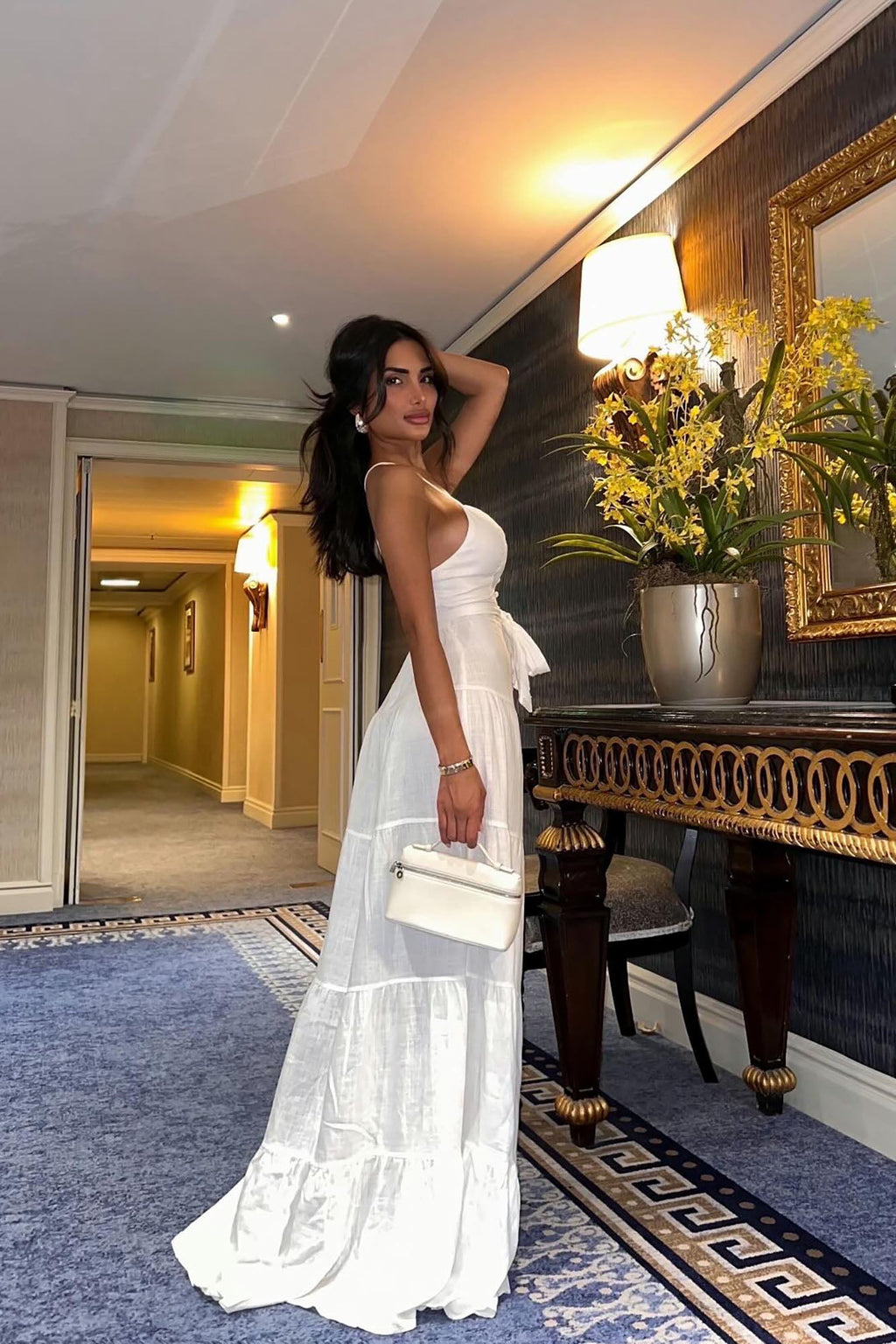 Julia Linen Spaghetti Strap Maxi Dress - White