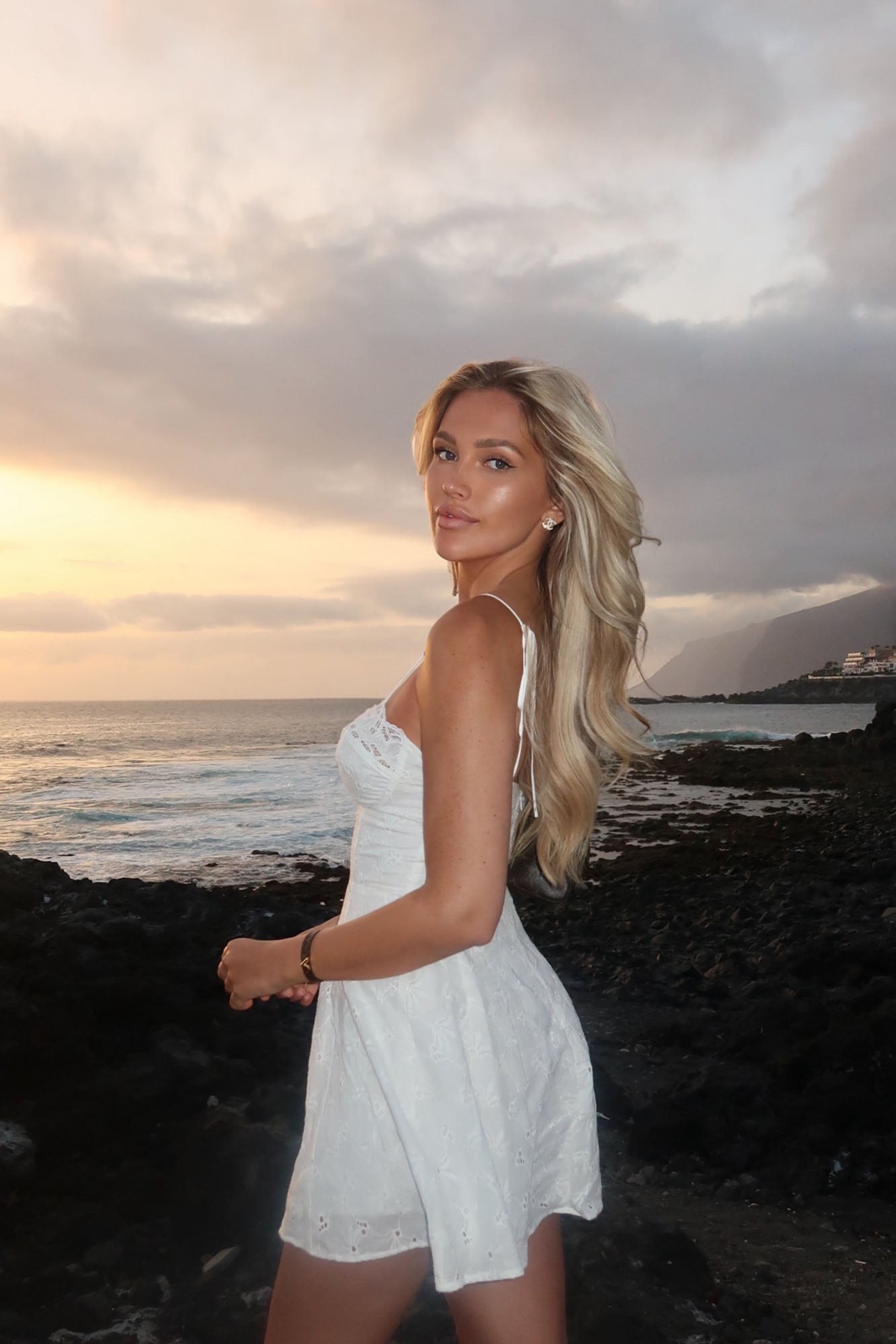 Reese Eyelet Mini Dress - White