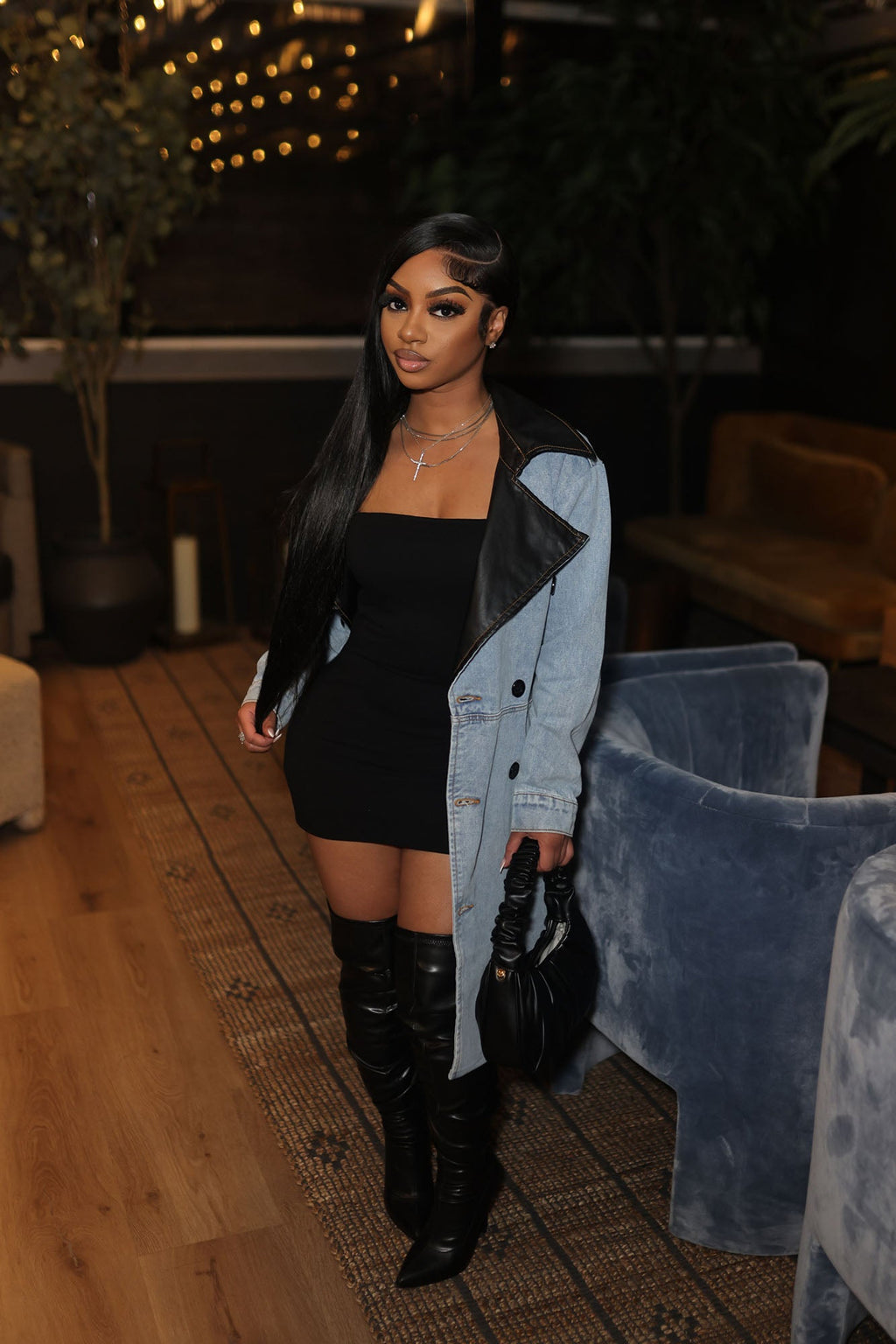 Downtown Living Trench Coat - Light Wash