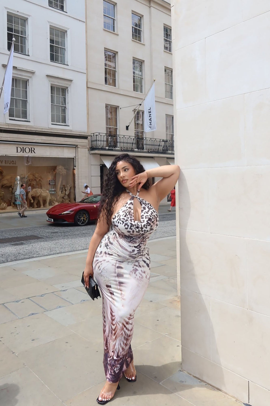 Emma Leopard Maxi Dress - Khaki/combo