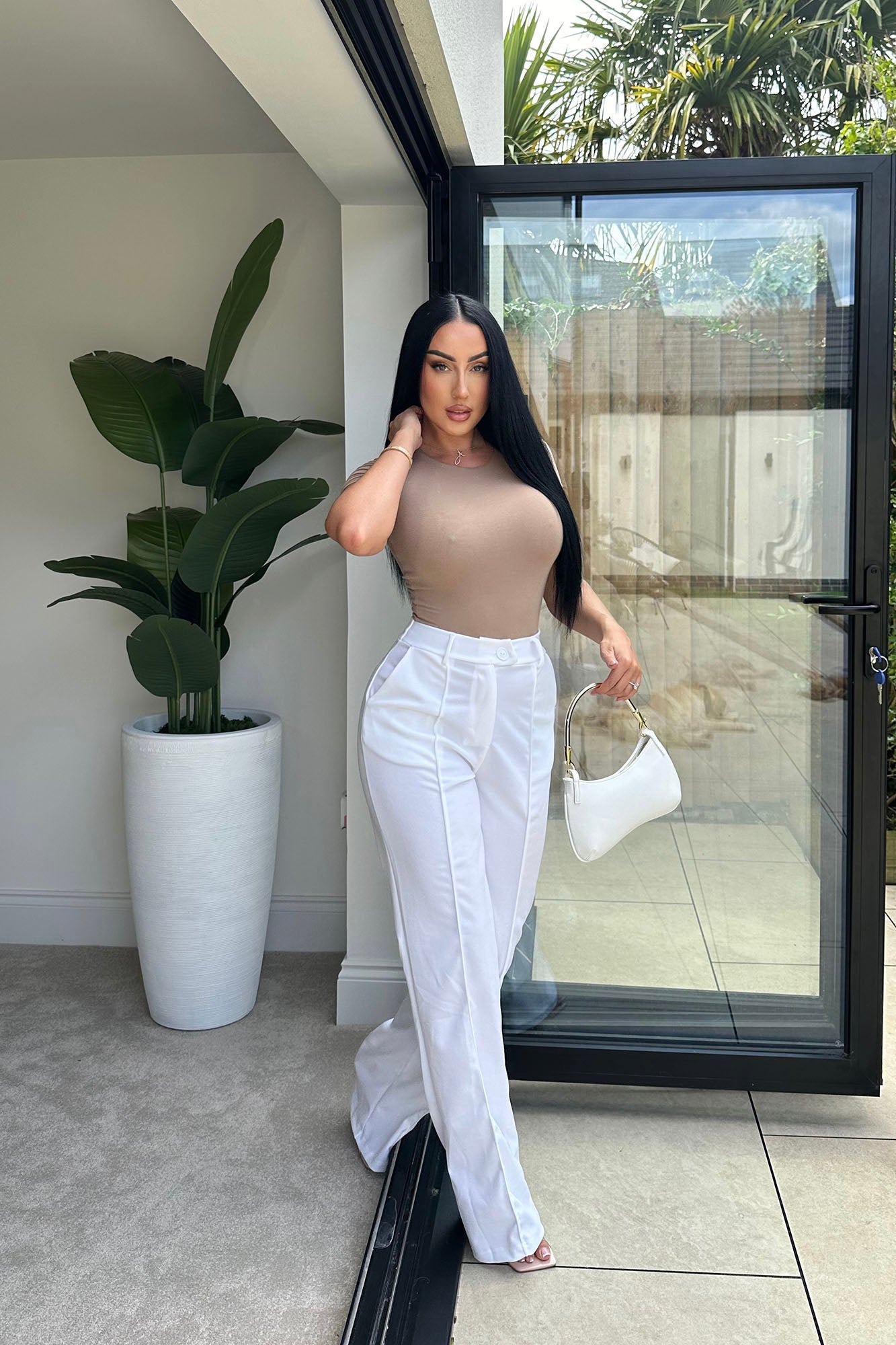 Heidi Wide Leg Trouser Pant - White