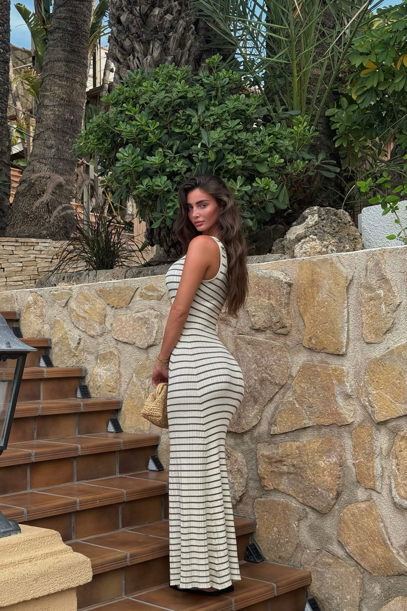 Sophie Striped Maxi Dress - Brown Combo