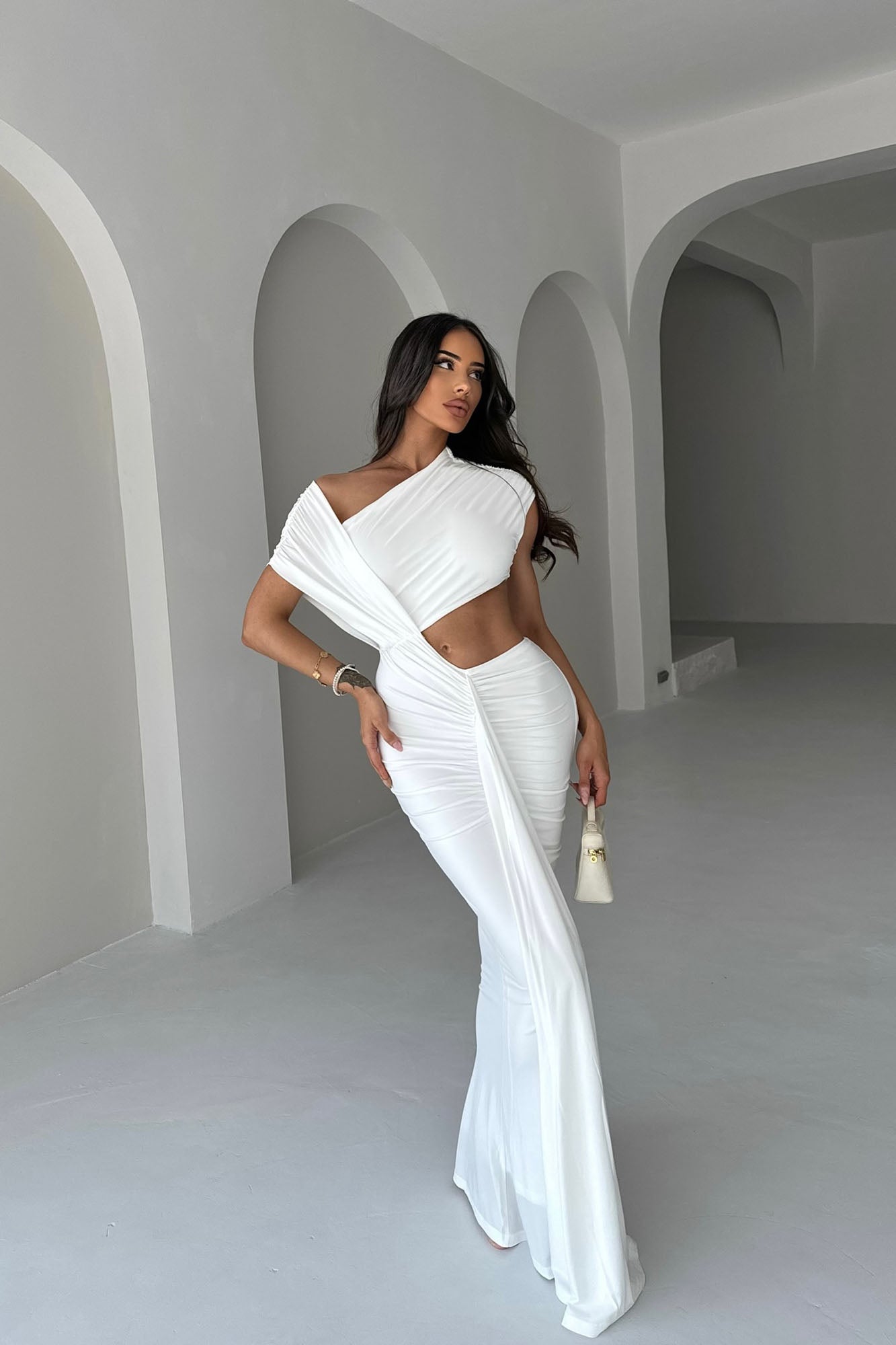 Aria Cut Out Maxi Dress - White