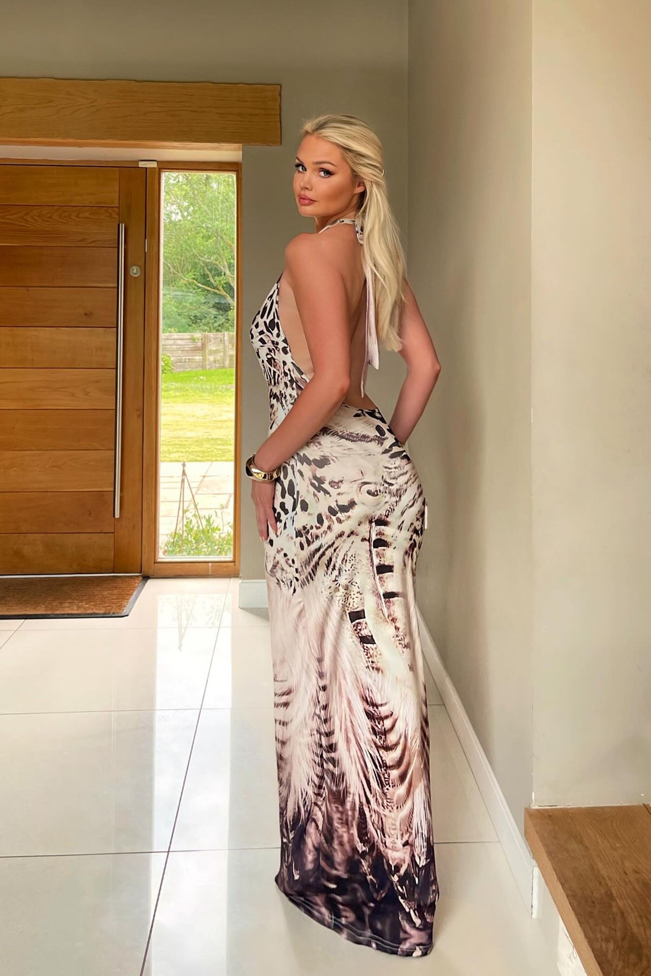 Emma Leopard Maxi Dress - Khaki/combo