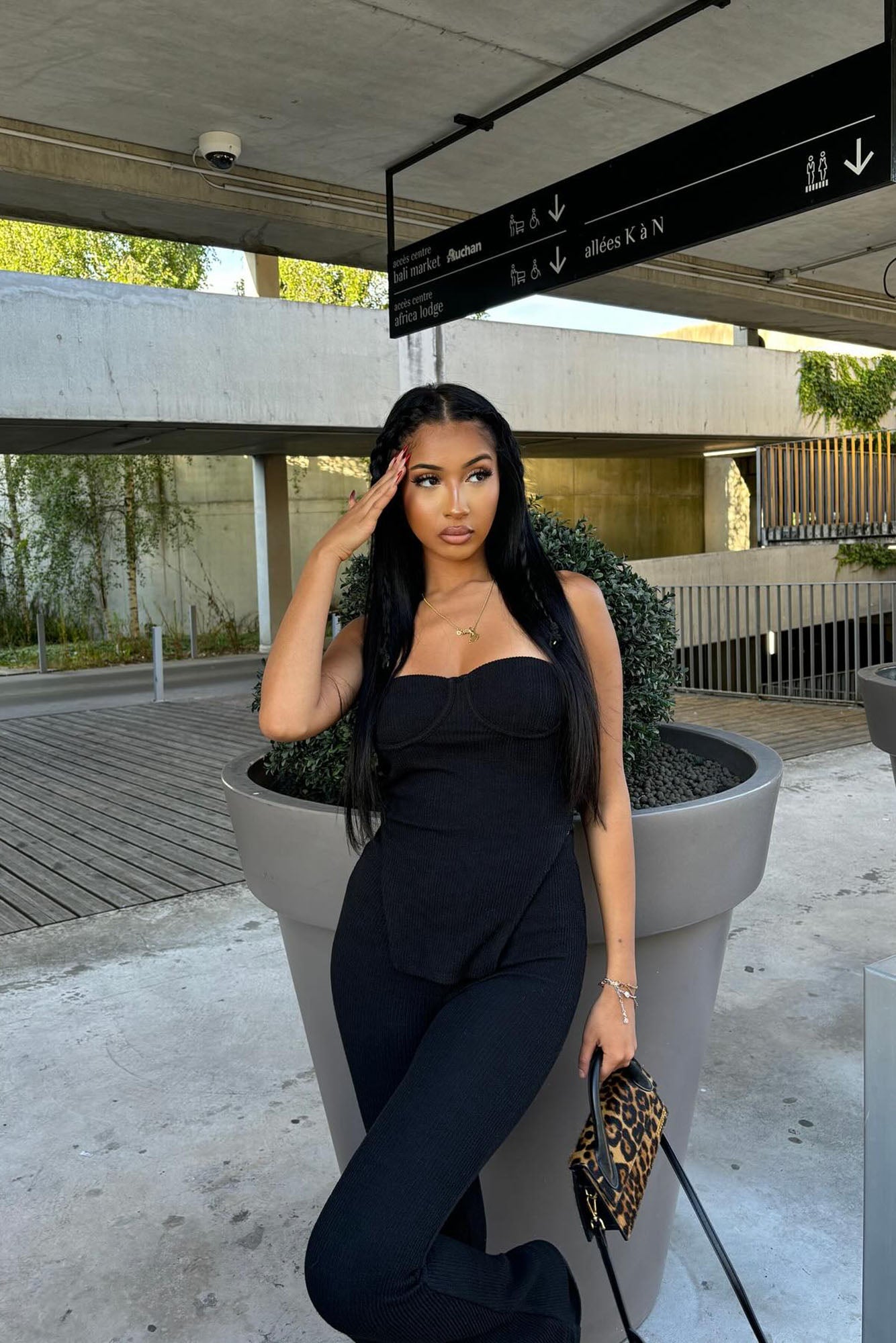 Call My Name Ribbed Pant Set - Black