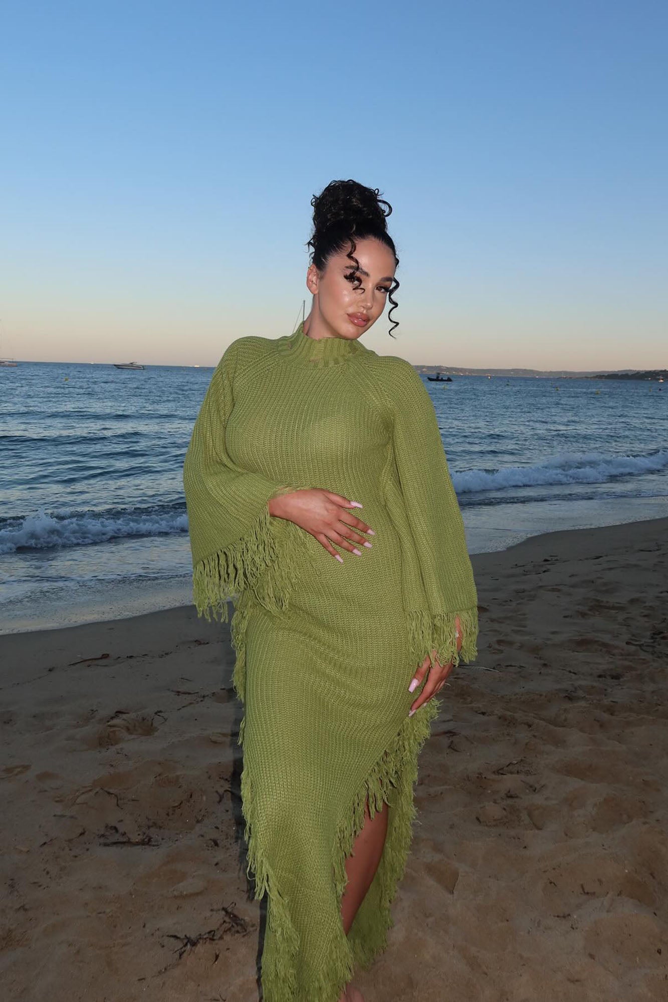 Venae Sweater Maxi Dress - Chartreuse