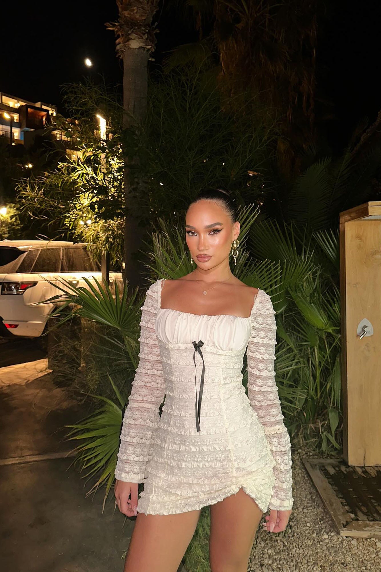 Espresso Lace Mini Dress - Ivory