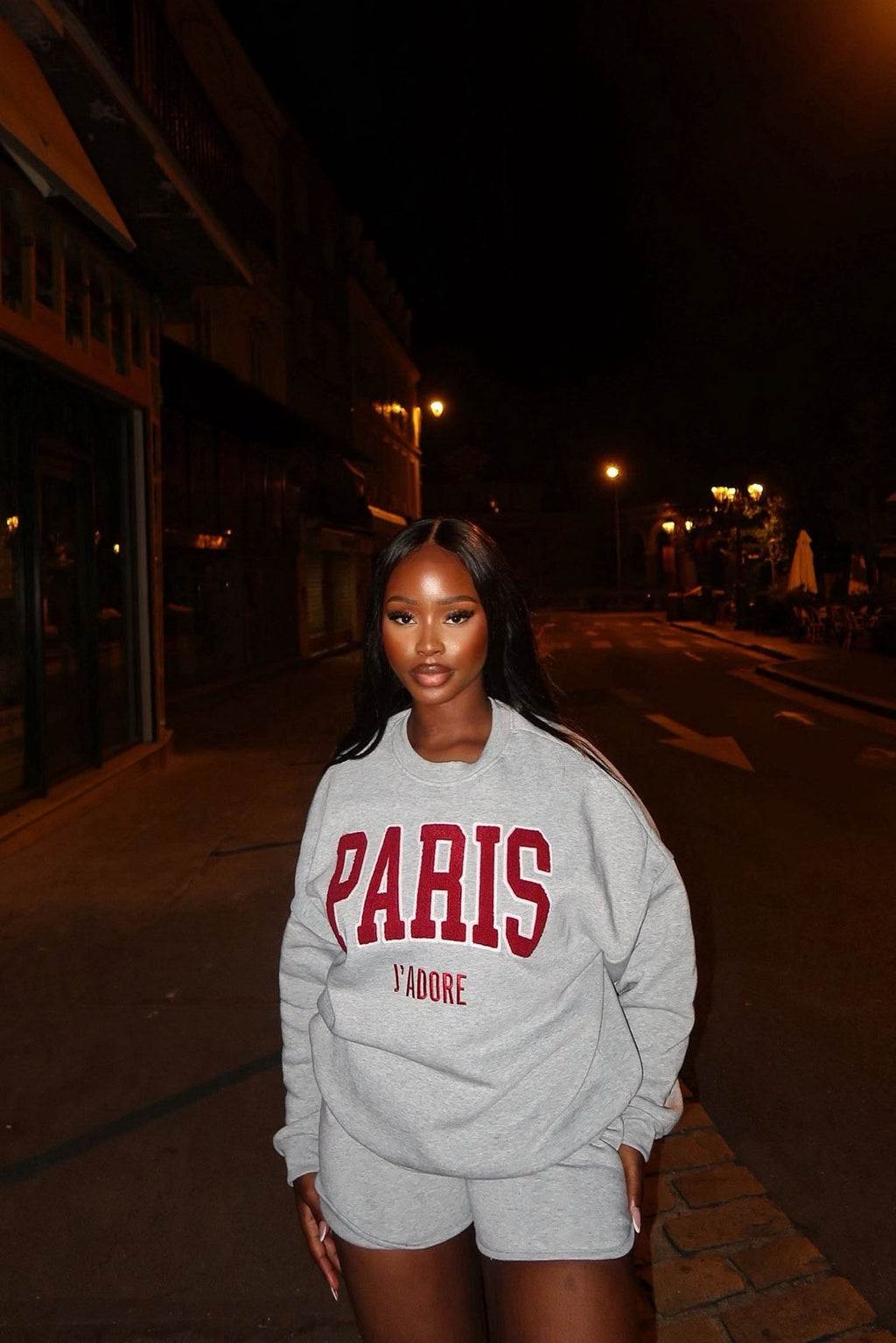 When In Paris Fleece Short Set - Grey