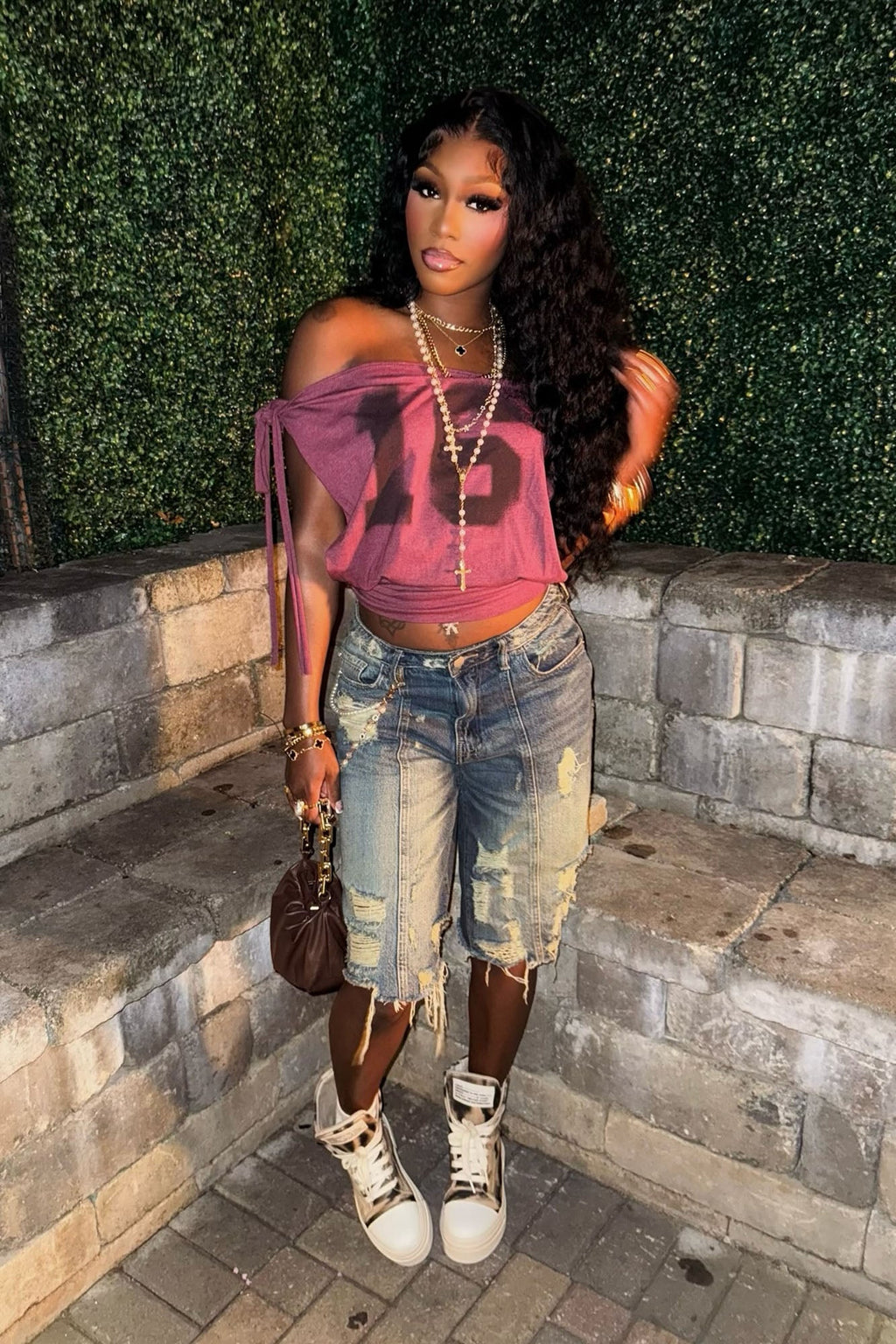 Back In Time Ripped Non Stretch Denim Jorts - Dark Wash