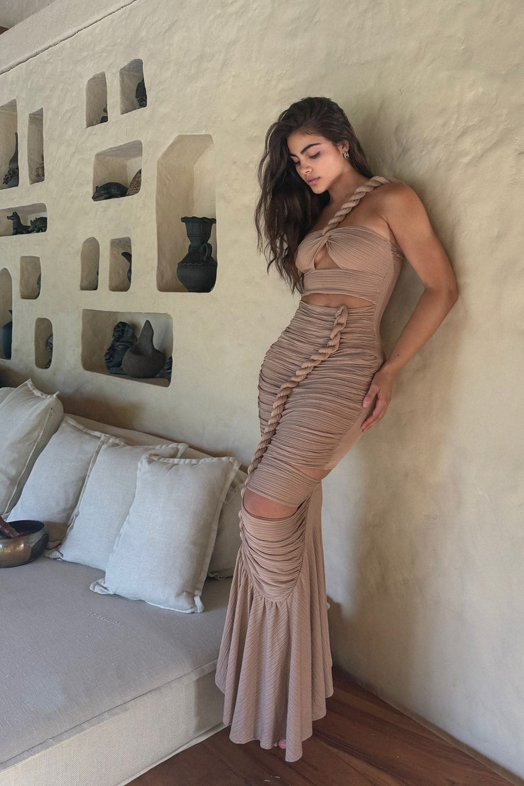 Twist It Up Maxi Dress - Taupe