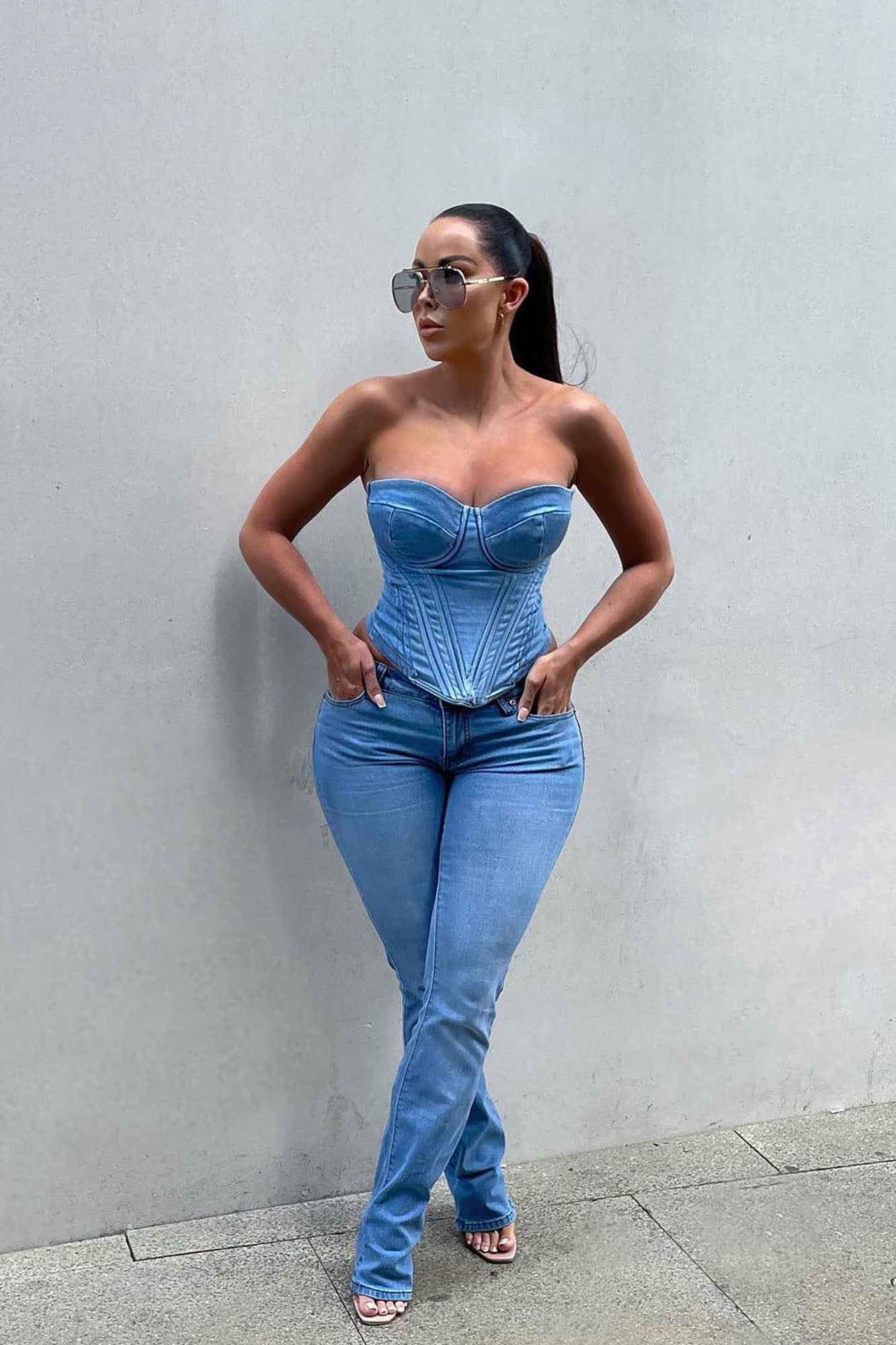 Bae For Tonight Denim Corset Top - Medium Wash