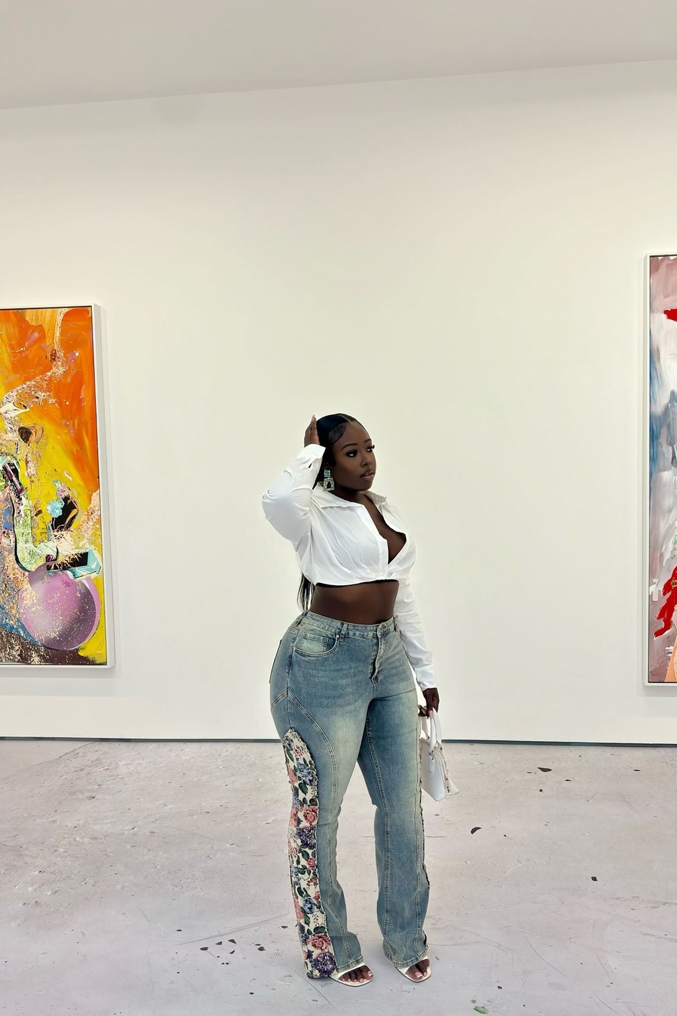 Amari Floral Stretch Bootcut Jeans - Vintage Wash