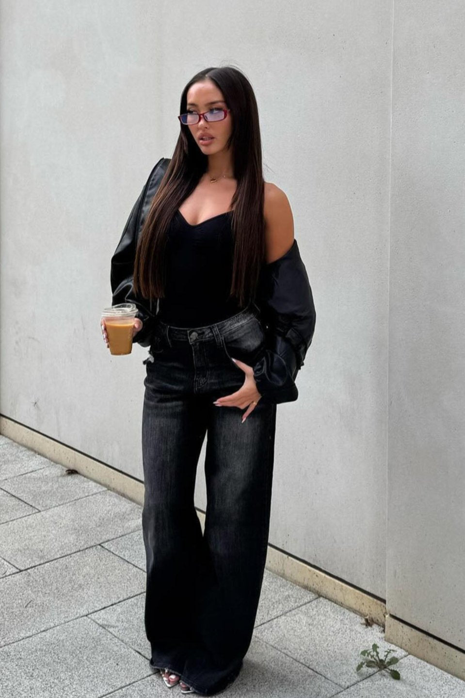 Astrid Wide Leg Baggy Jean - Black Wash