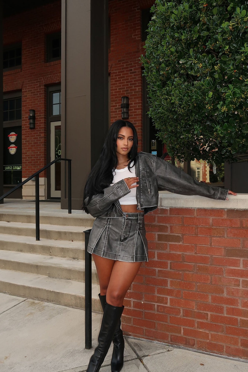 Joanna Moto Skort Set - Charcoal