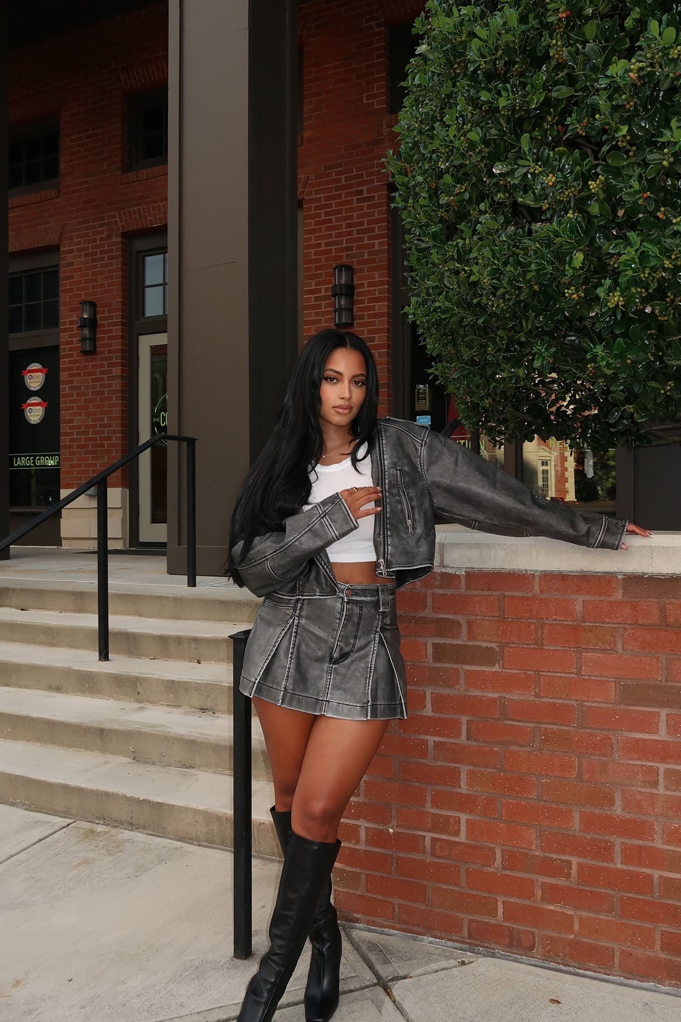 Joanna Moto Skort Set - Charcoal