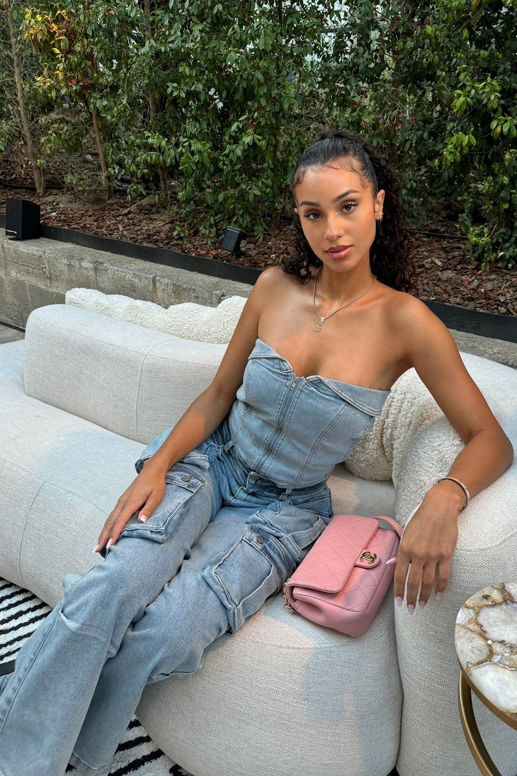 Ciara Denim Pant Set - Light Wash