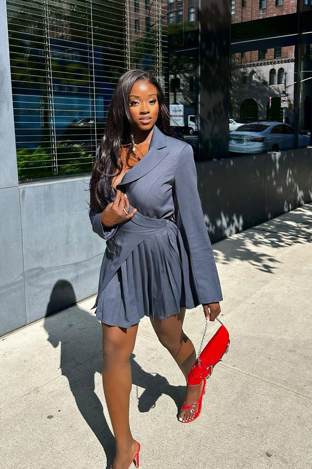 Delani Mini Blazer Dress - Charcoal