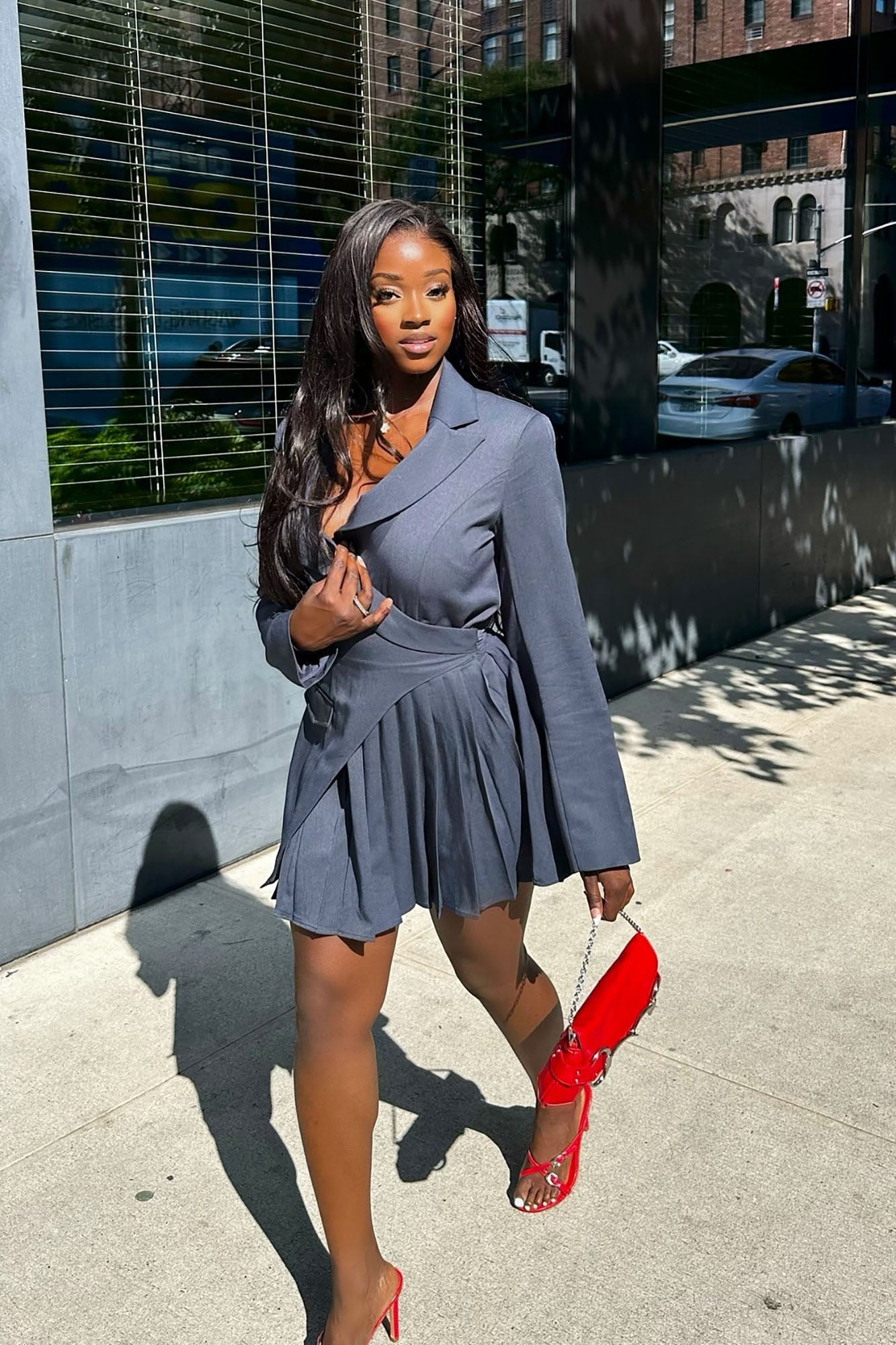 Delani Mini Blazer Dress - Charcoal