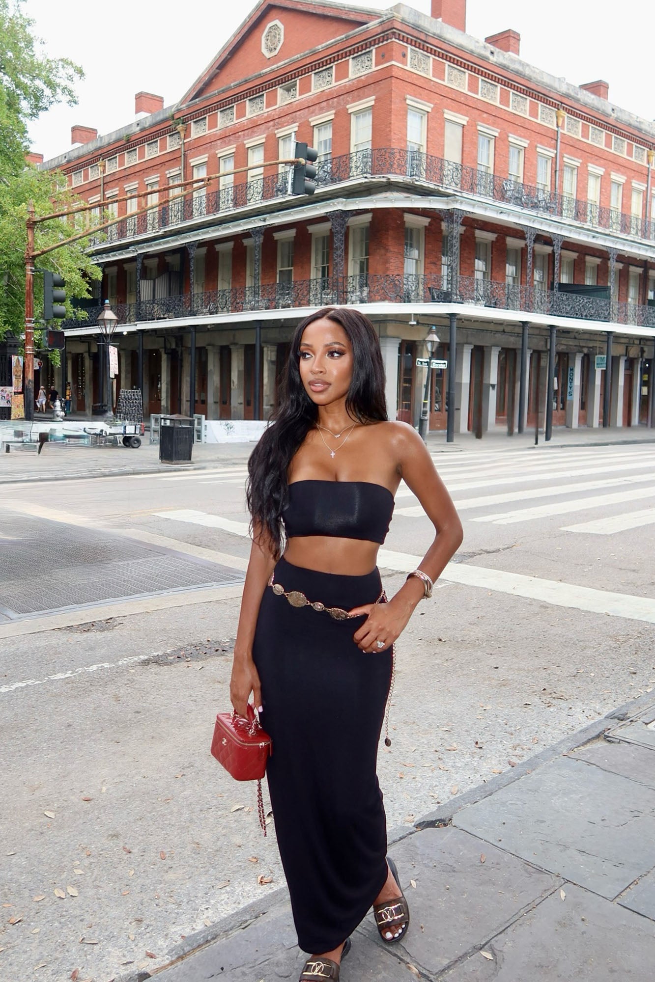 Another Time Double Lined Skirt Set - Black