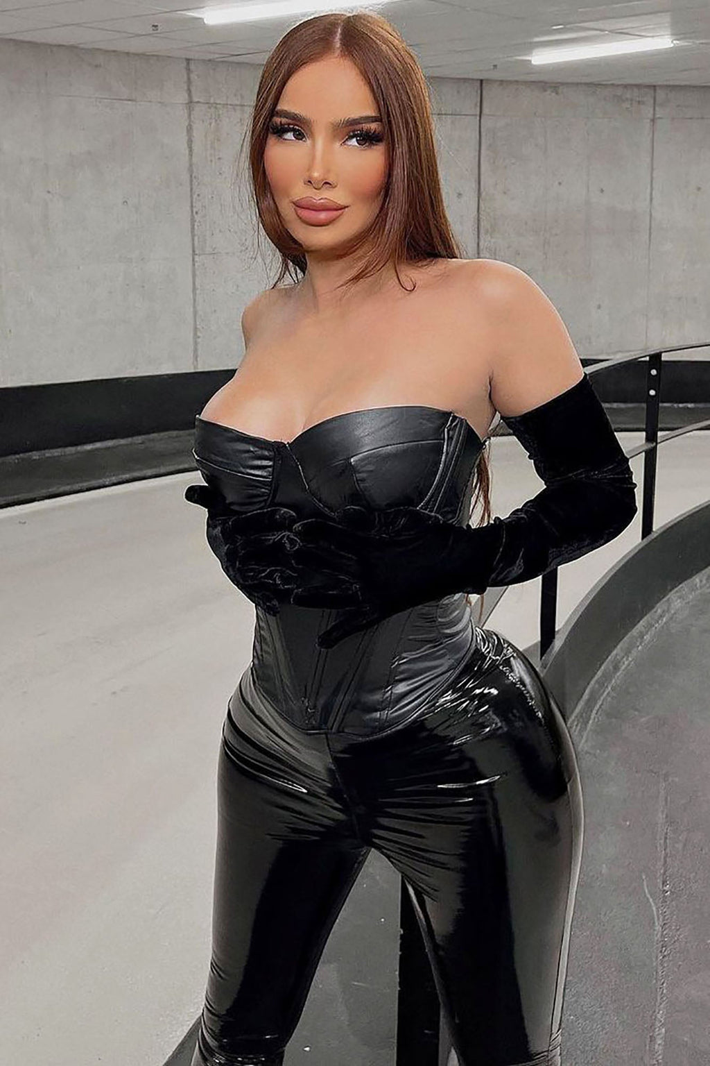 Bae For Tonight Faux Leather Corset Top - Black