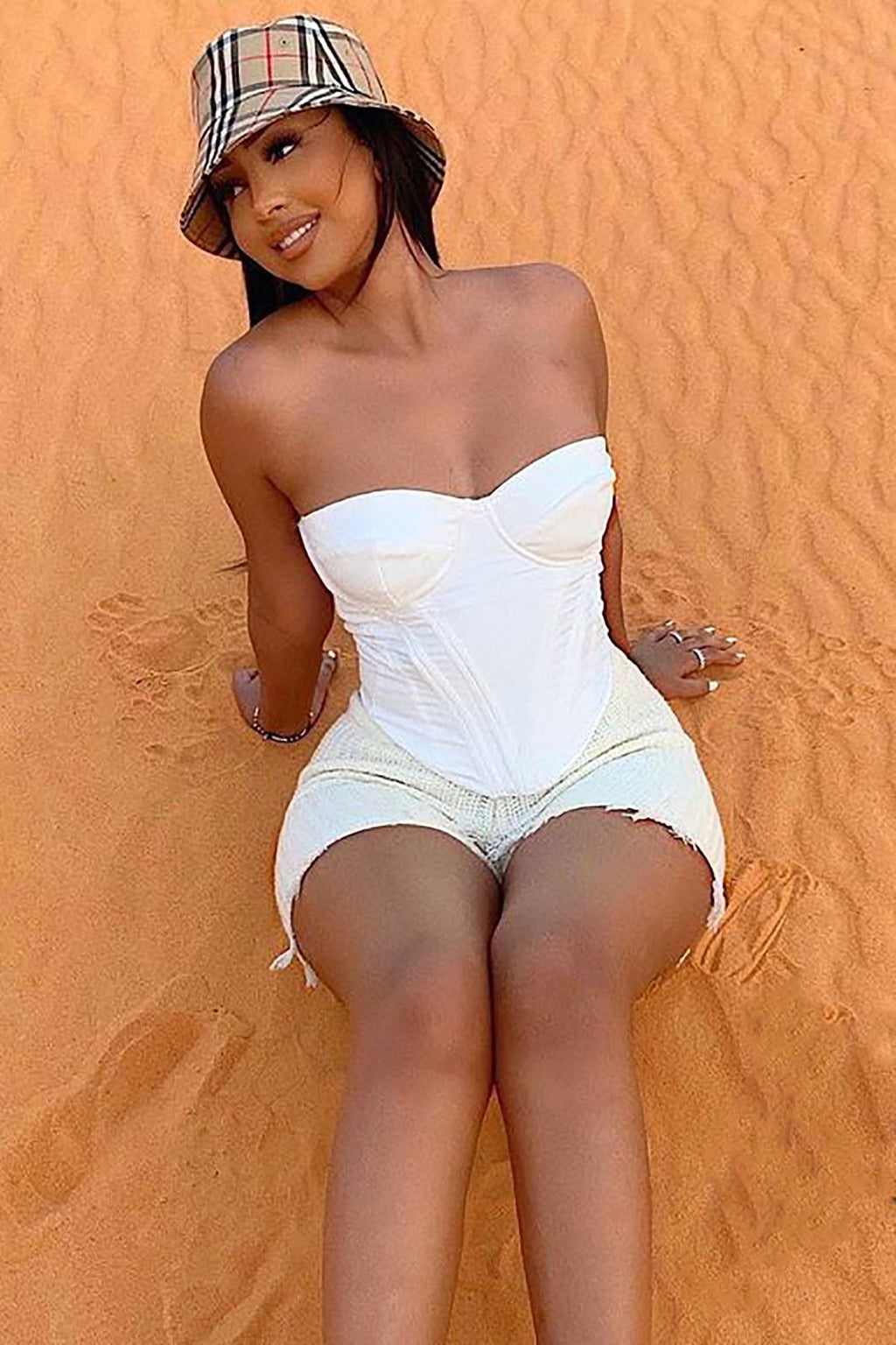 Bae For Tonight Faux Leather Corset Top - White