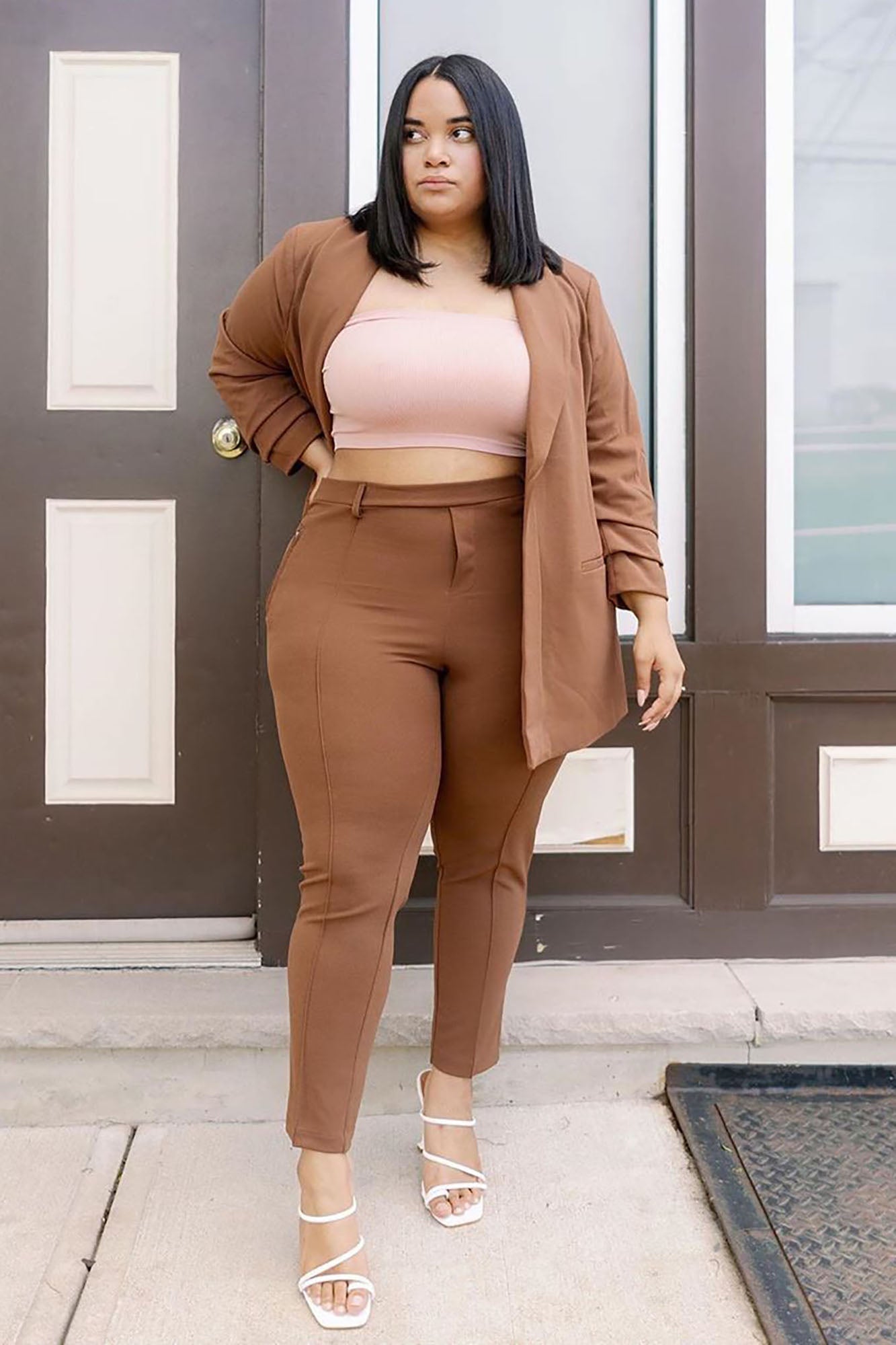 Business Classy Blazer Pant Set - Tan