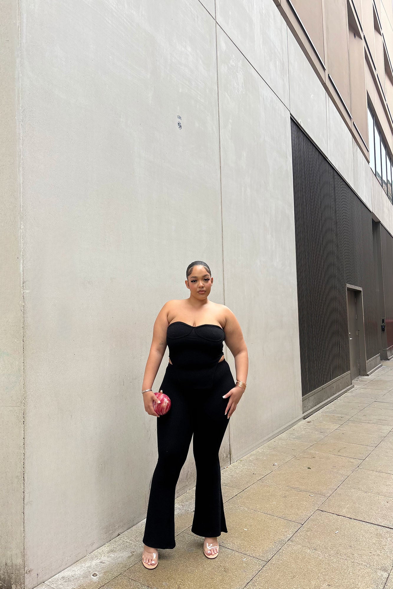 Call My Name Ribbed Pant Set - Black