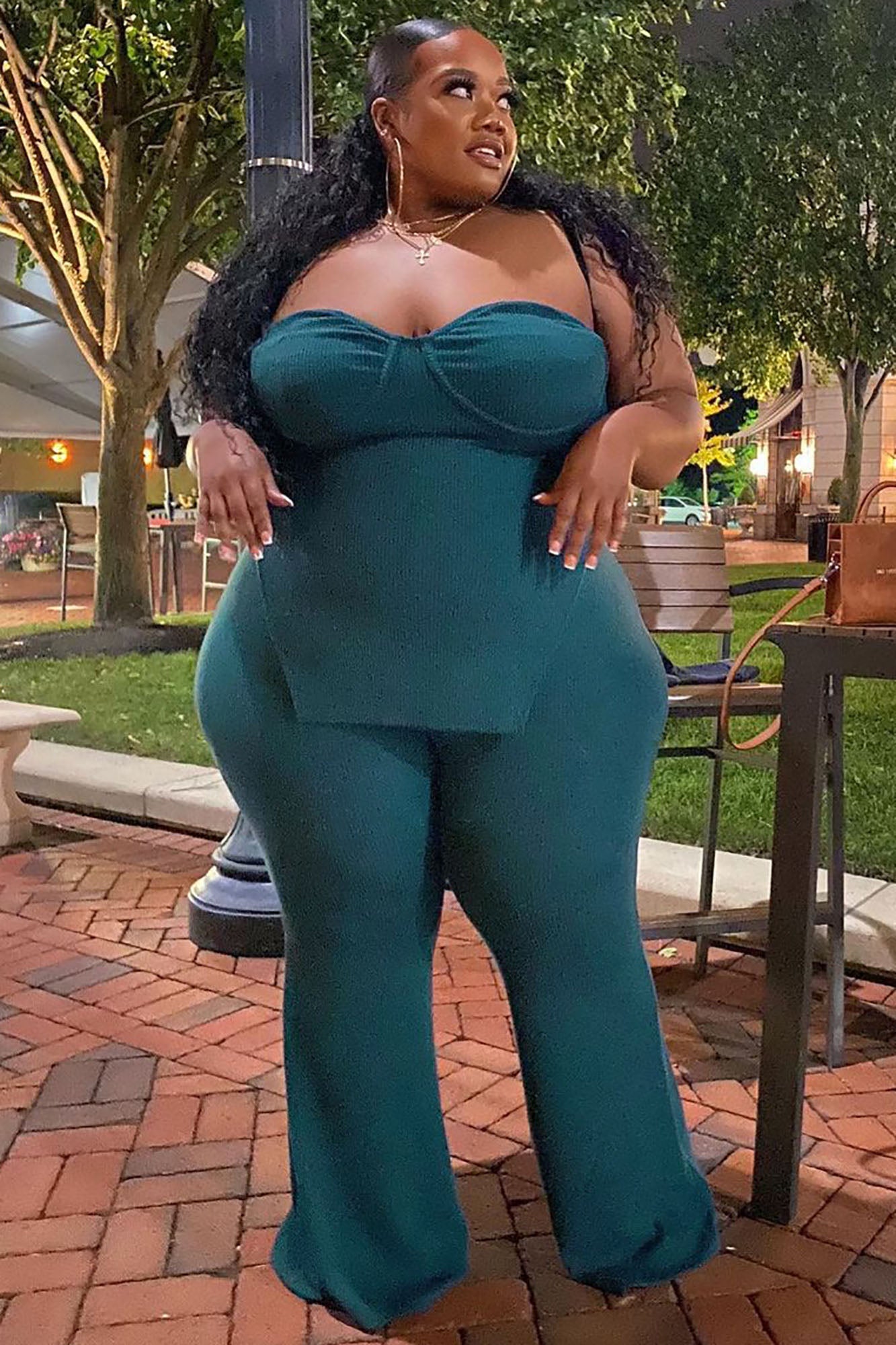 Call My Name Ribbed Pant Set - Hunter