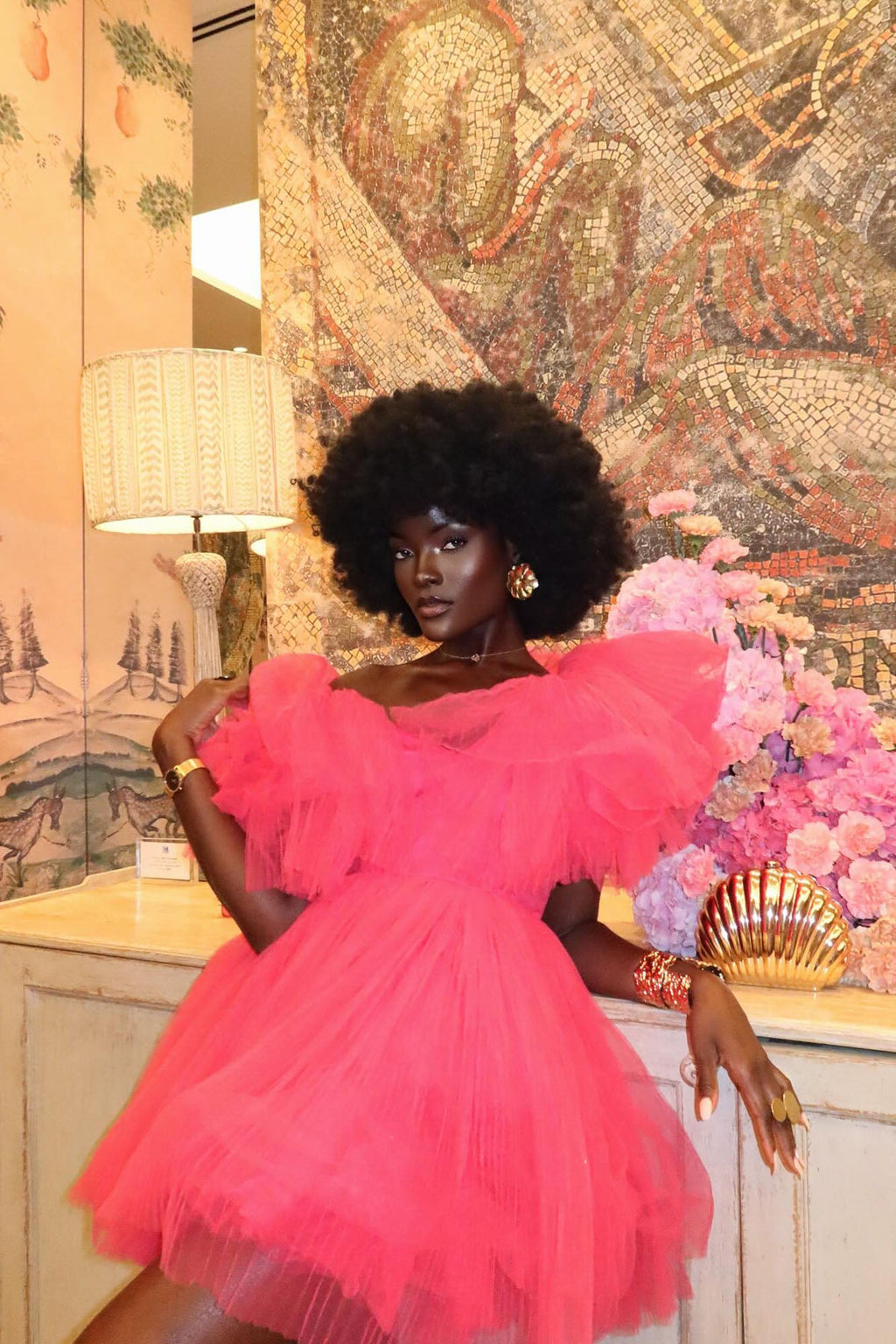 Delaney Tulle Mini Dress - Pink
