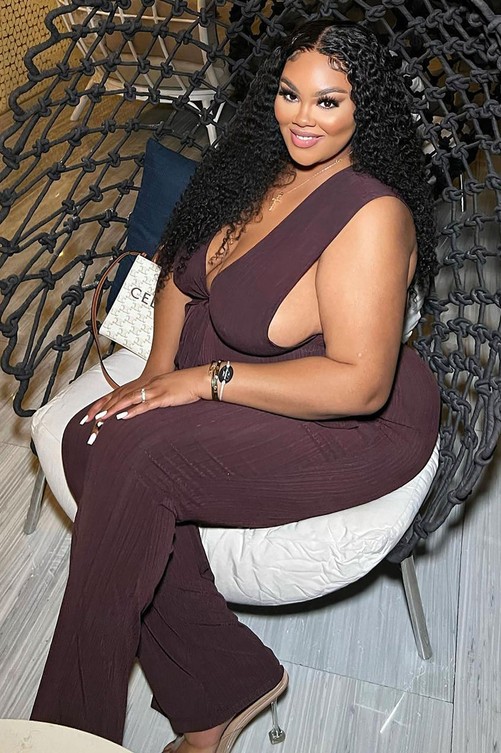 Marceline Ribbed Pant Set 33.5 - Chocolate