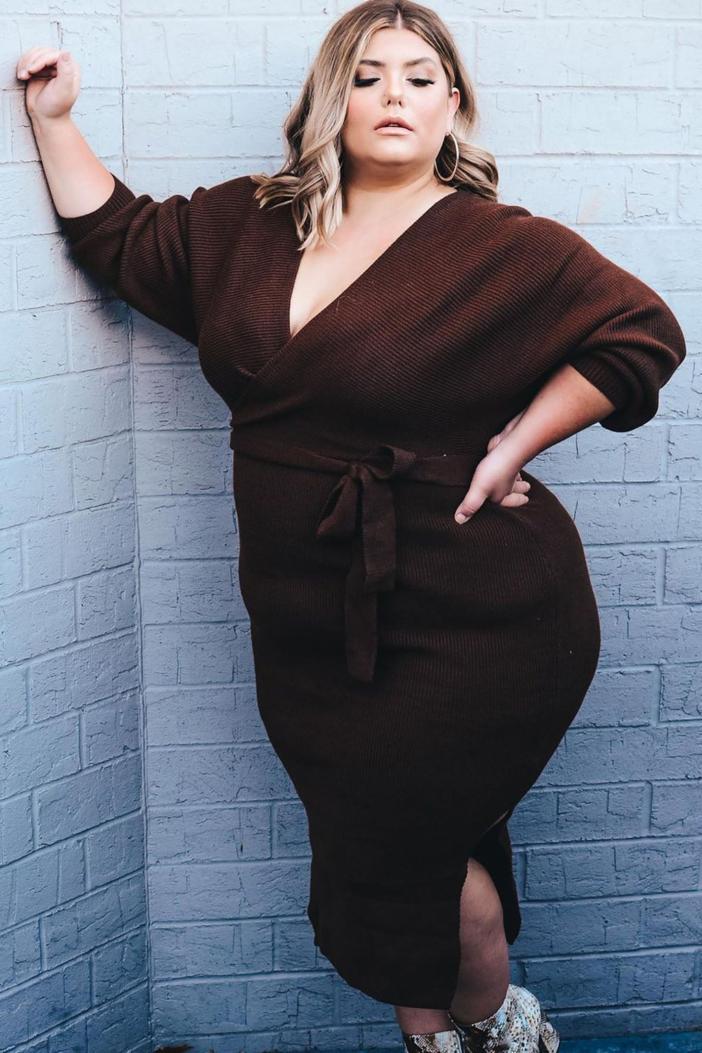 Mona Sweater Midi Dress - Chocolate