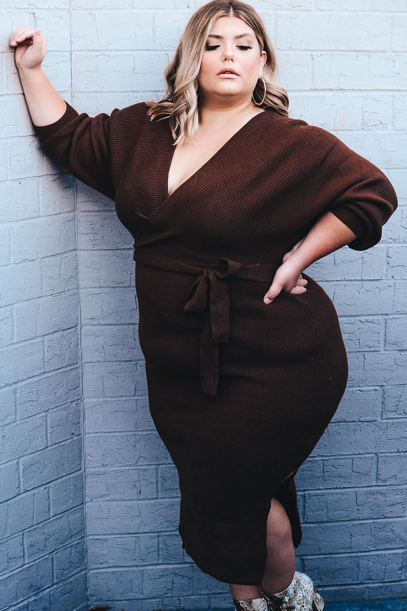 Mona Sweater Midi Dress - Chocolate