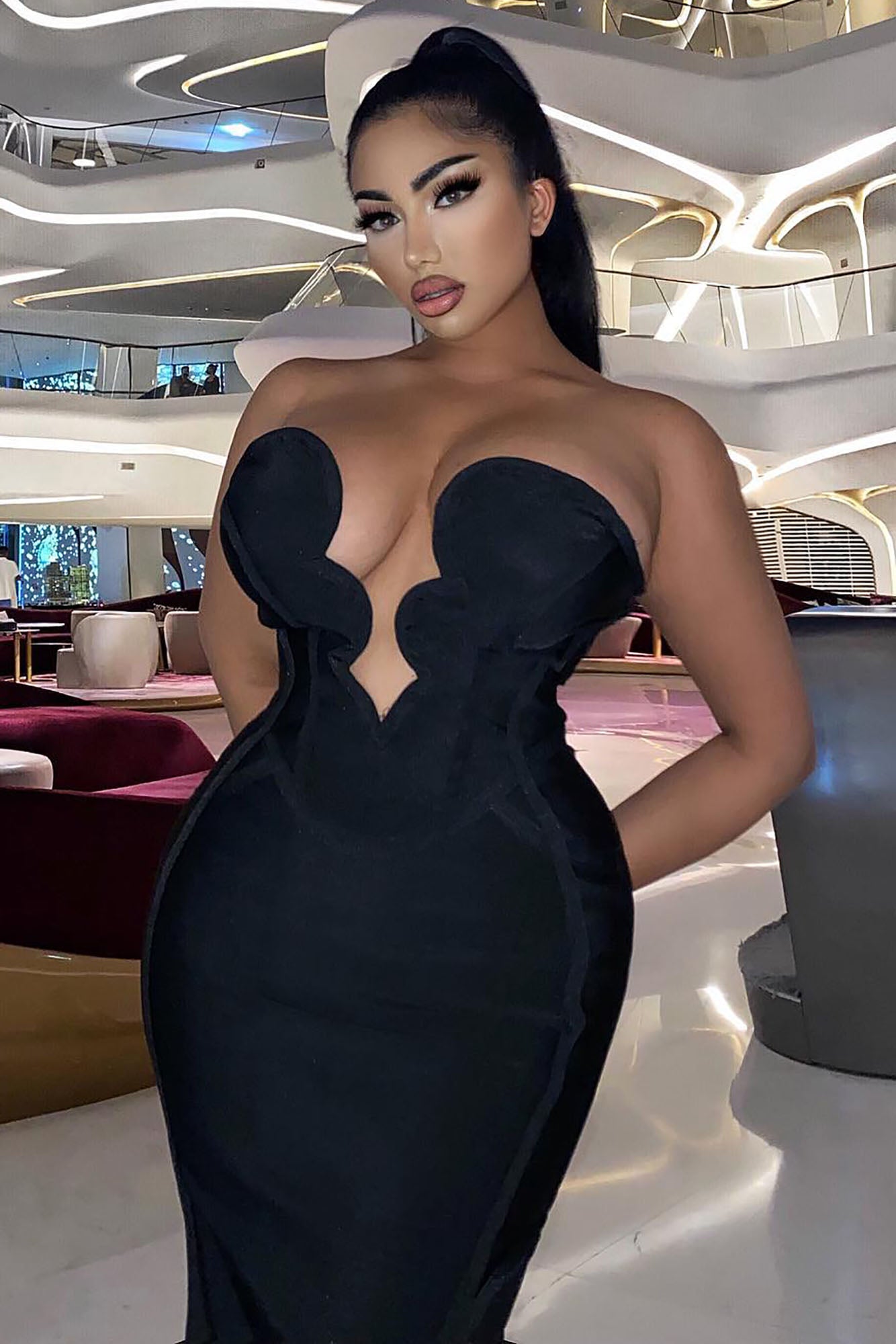 Night Life Bandage Maxi Dress - Black